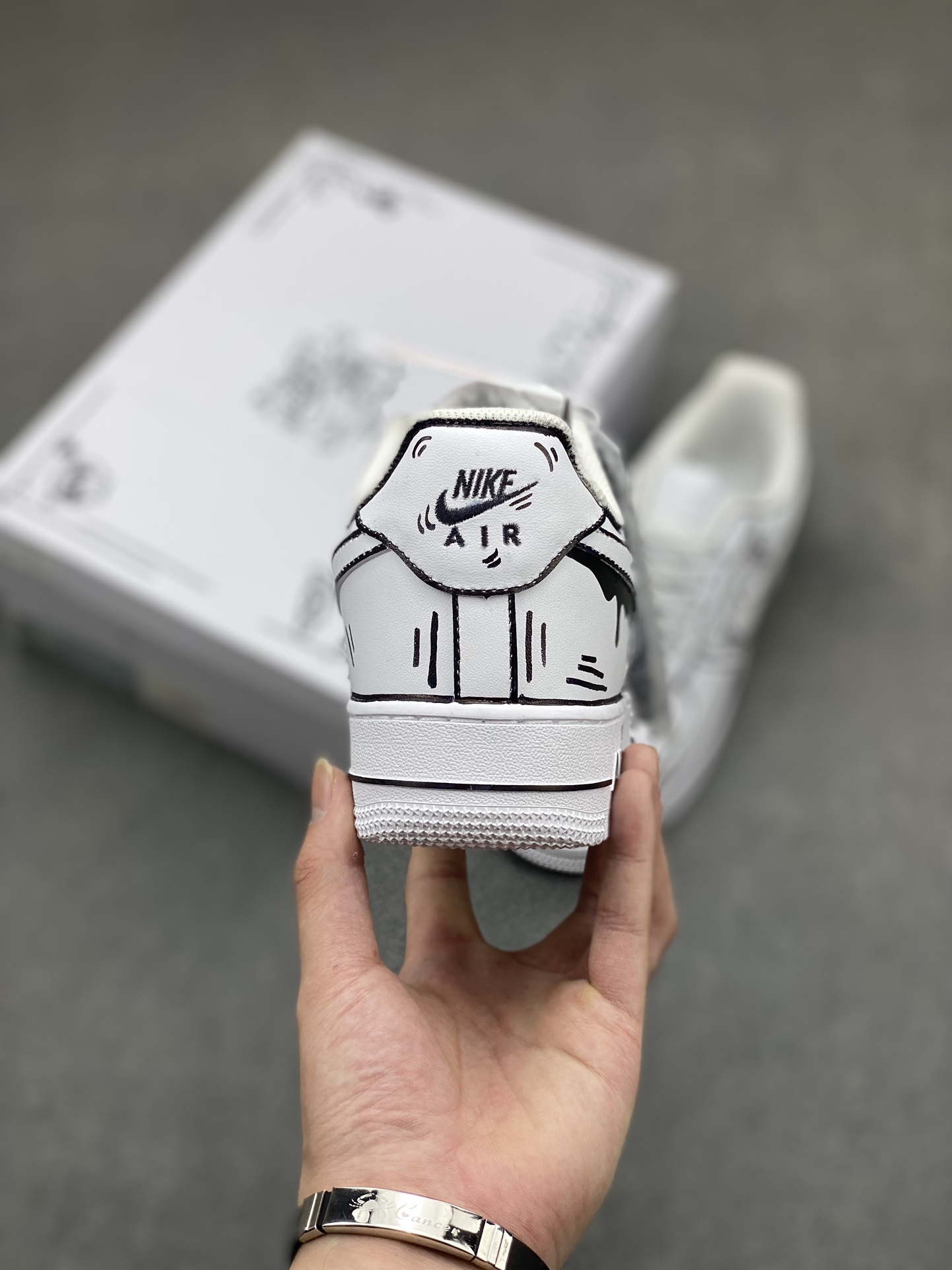Nike Air Force 1 '07 Custom Anime Drip Sneakers - Black & White, All Sizes 5 i1716833379 9153 0