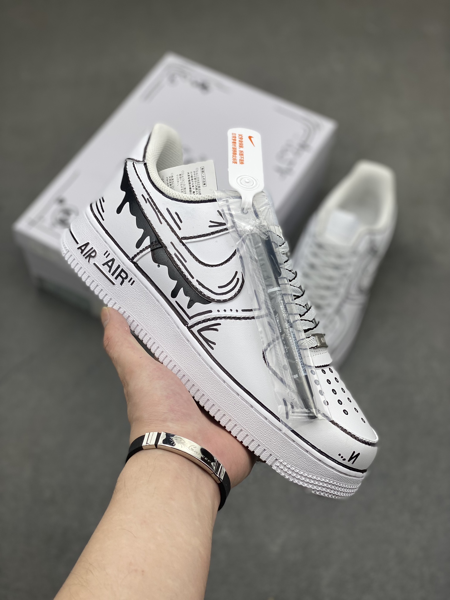 Nike Air Force 1 '07 Custom Anime Drip Sneakers - Black & White, All Sizes 2 i1716833379 9628 0