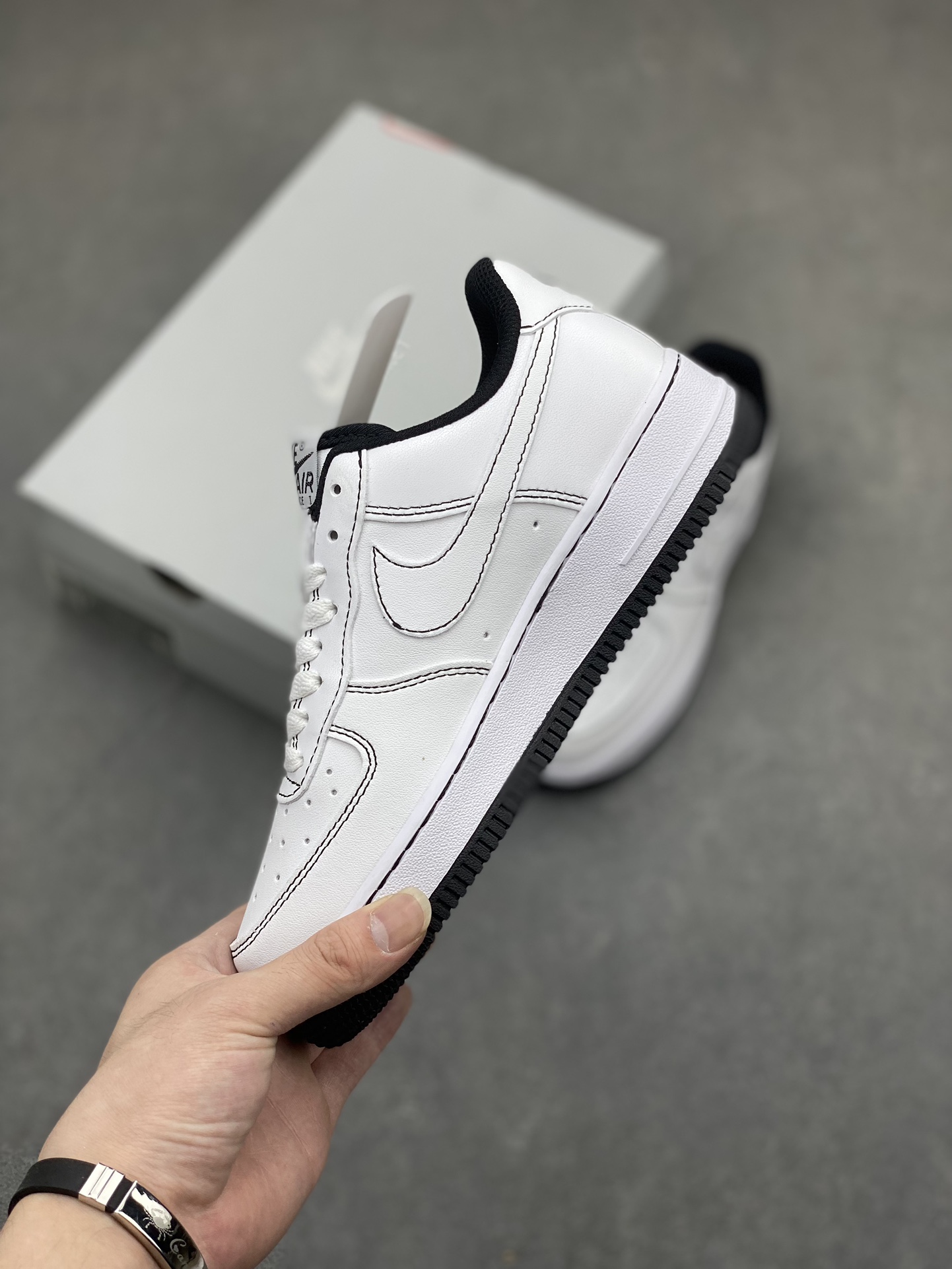 Nike Air Force 1 Low White/Black Stitching Casual Sneakers (Sizes 36-45) 4 i1716834110 414 0