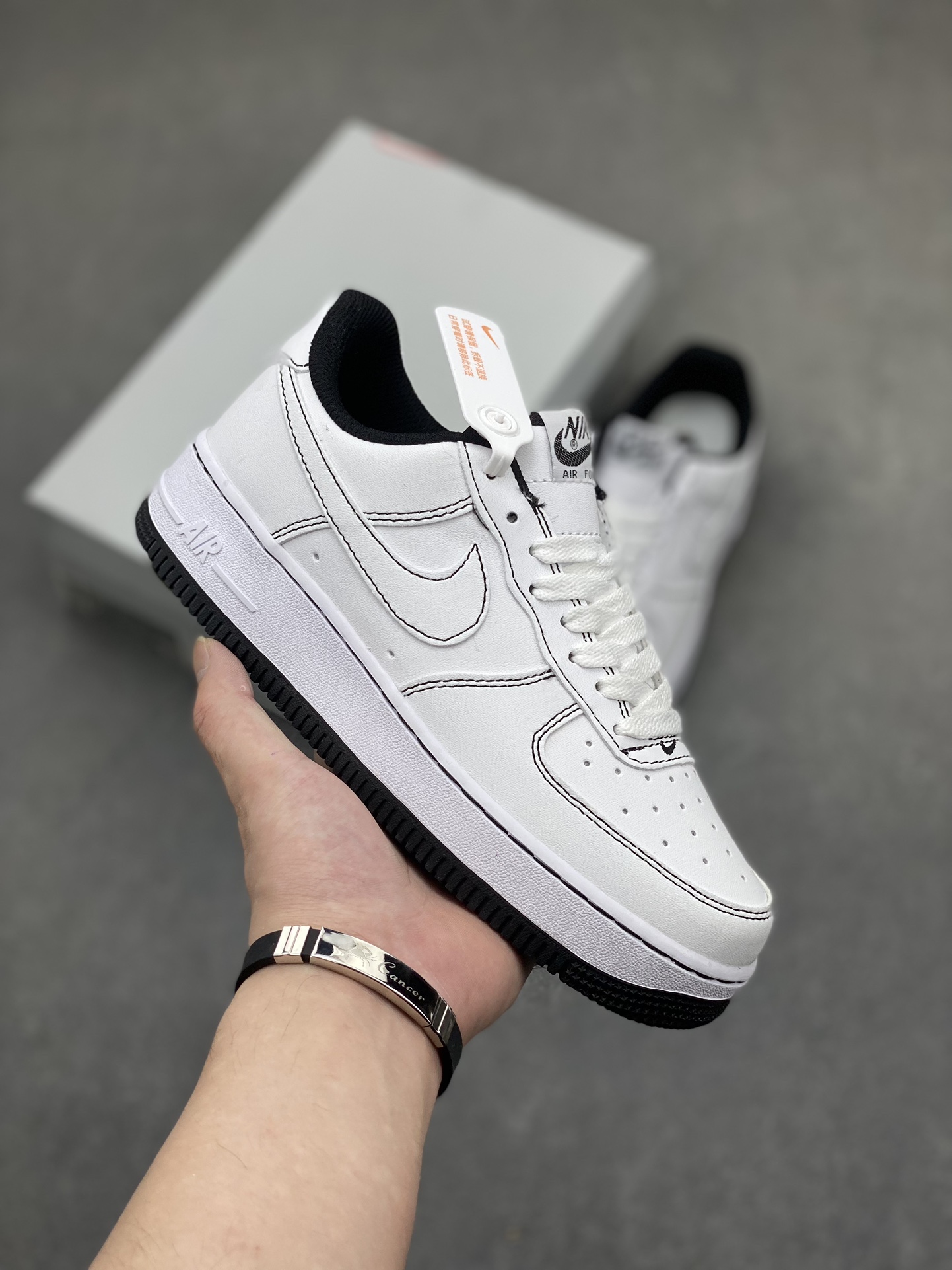 Nike Air Force 1 Low White/Black Stitching Casual Sneakers (Sizes 36-45) 2 i1716834110 5197 0