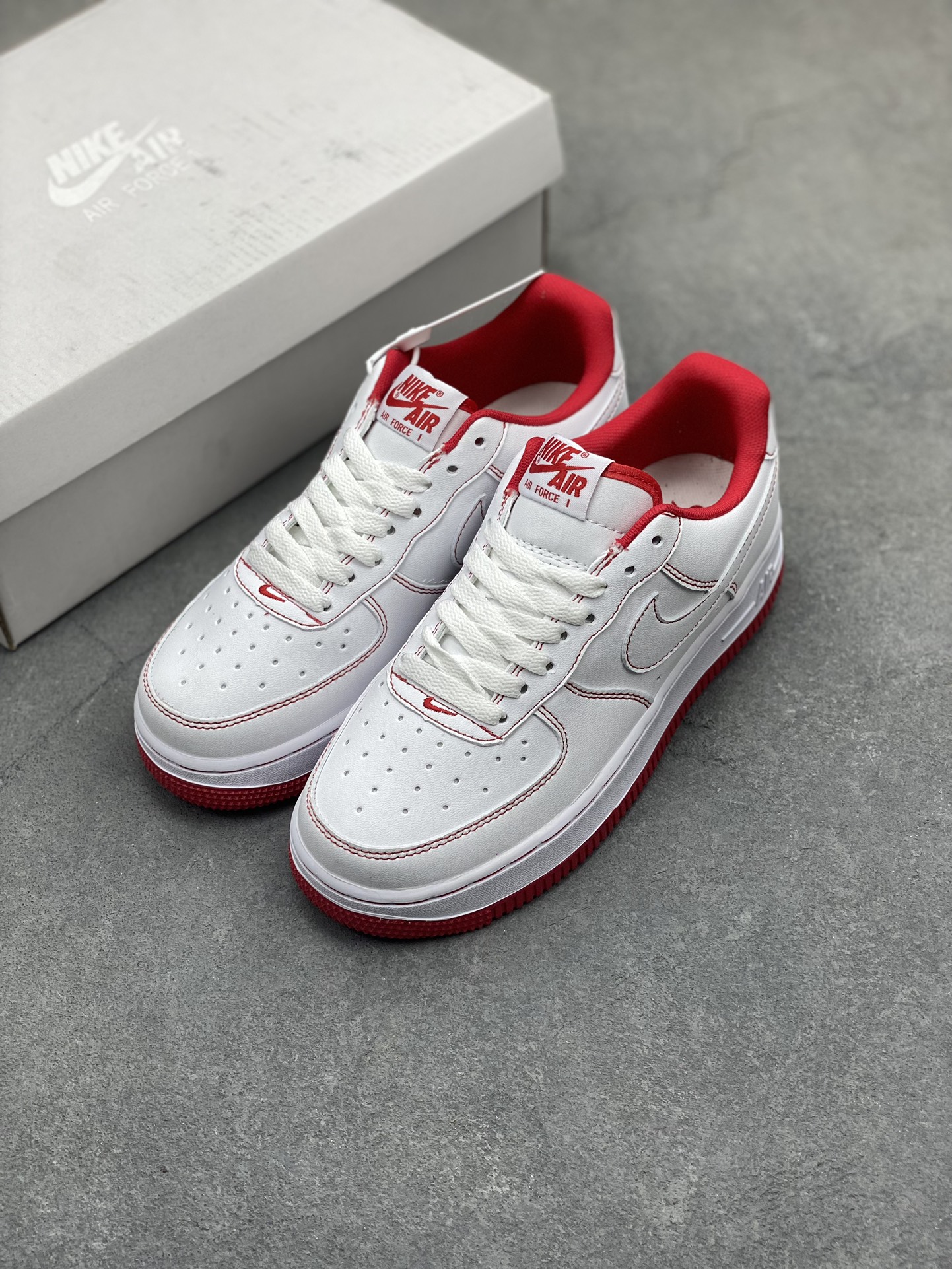 Nike Air Force 1 Low White/Red Stitching Casual Sneakers 9 i1716834209 6614 0