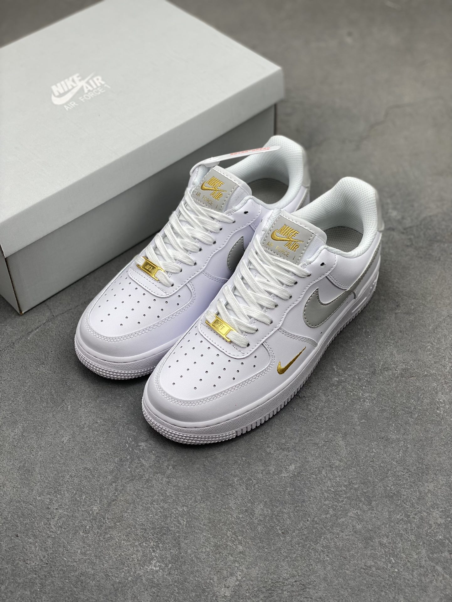 Nike Air Force 1 Low White/Gold Mini Swoosh Casual Sneakers CZ0270-106 9 i1717005724 7763 2