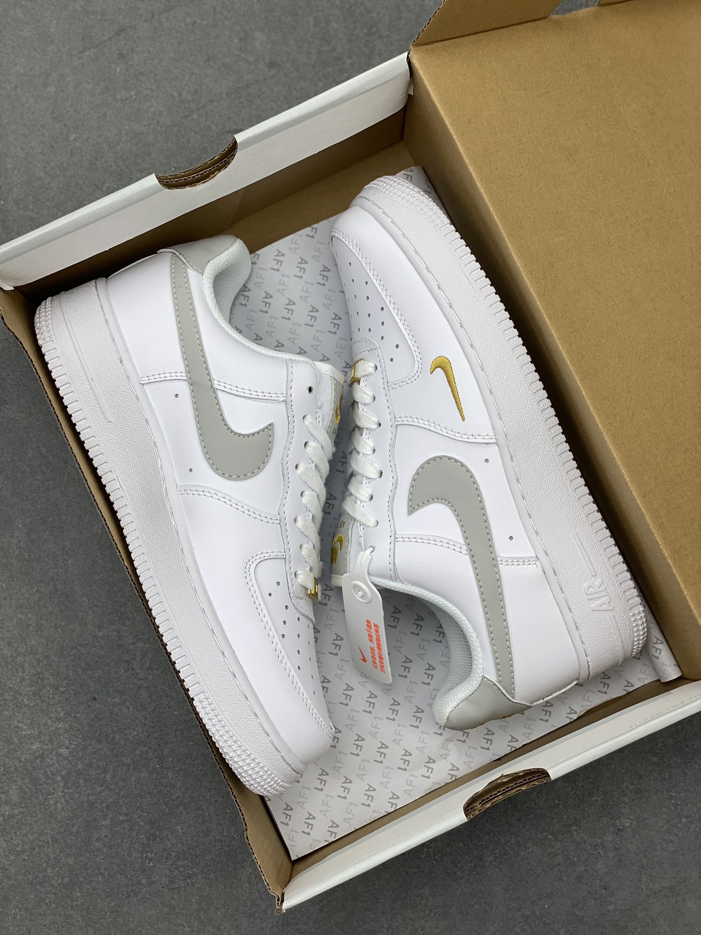 Nike Air Force 1 Low White/Gold Mini Swoosh Casual Sneakers CZ0270-106 10 i1717005725 4036 7
