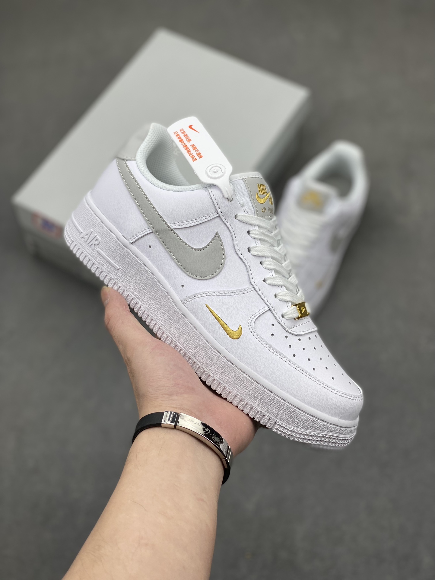 Nike Air Force 1 Low White/Gold Mini Swoosh Casual Sneakers CZ0270-106 2 i1717005725 8418 6