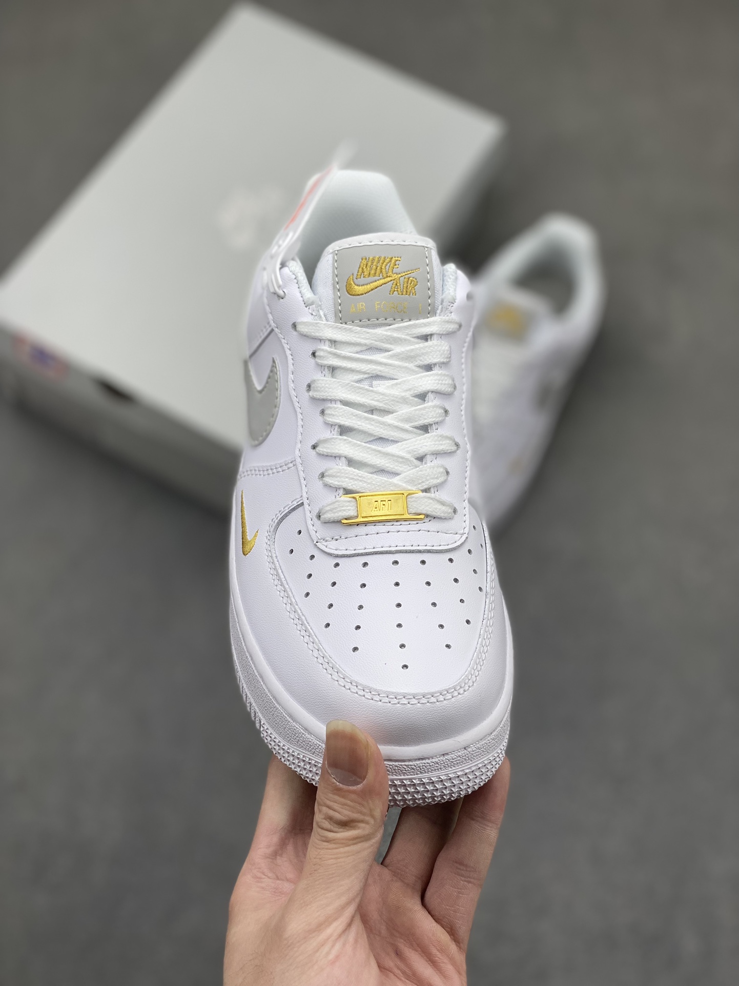Nike Air Force 1 Low White/Gold Mini Swoosh Casual Sneakers CZ0270-106 3 i1717005725 8933 8