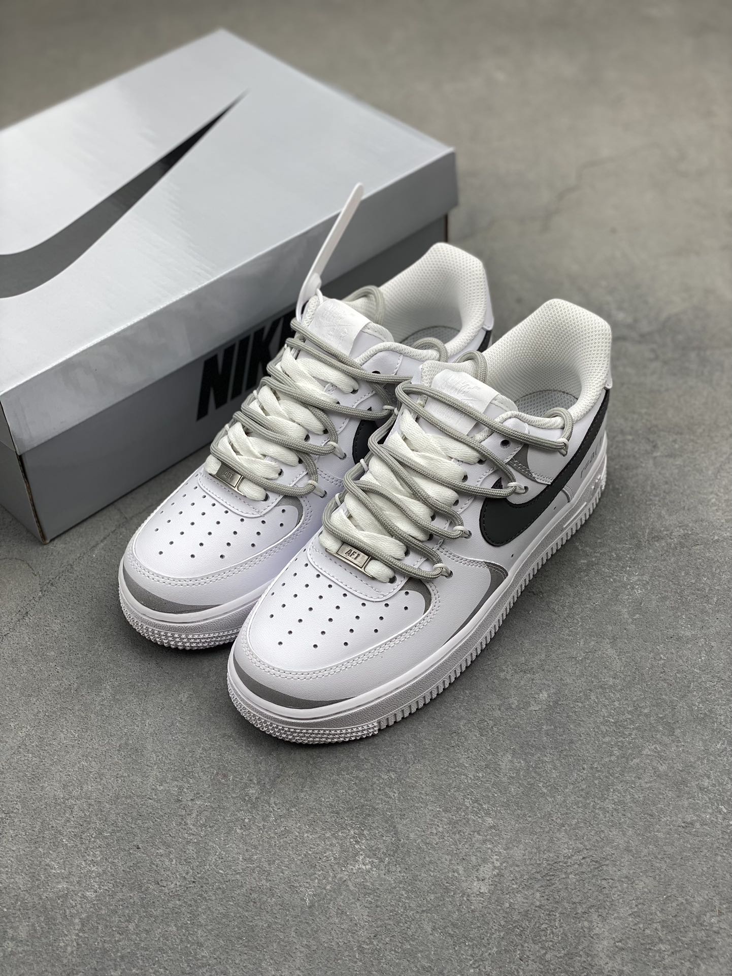 Nike Air Force 1 Low '07 Custom White/Gray Casual Sneakers 9 i1718223596 1857 3