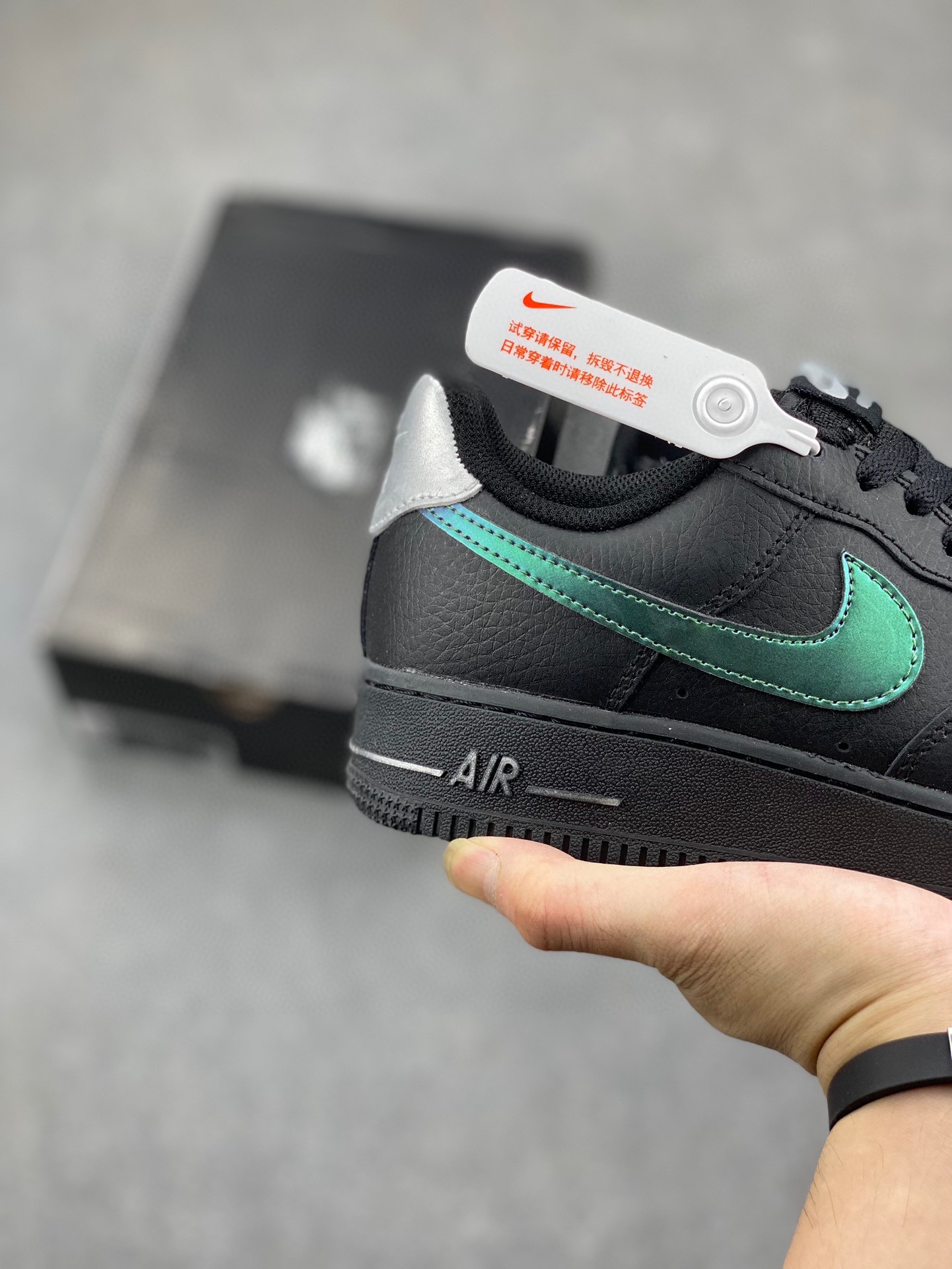 Nike Air Force 1 Low Black Iridescent Sneaker - Full-Length Air Cushion 6 i1718477453 3254 8