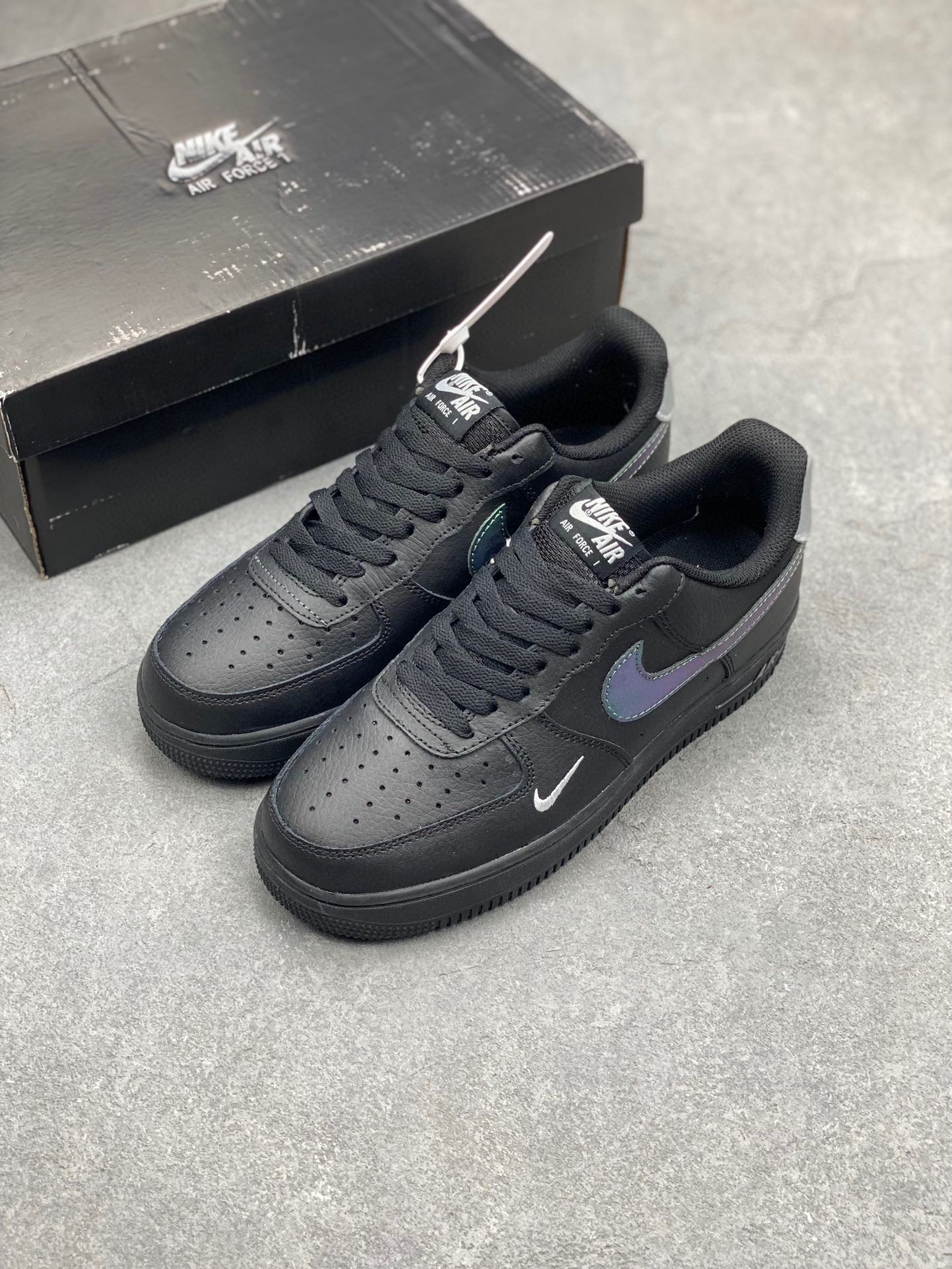 Nike Air Force 1 Low Black Iridescent Sneaker - Full-Length Air Cushion 9 i1718477453 3543 2