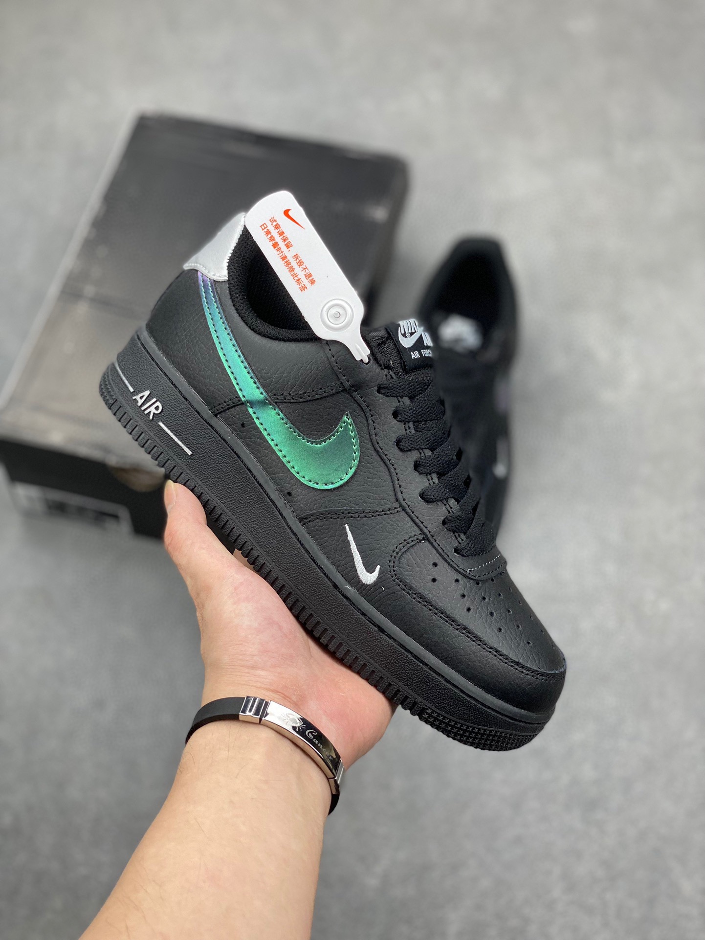 Nike Air Force 1 Low Black Iridescent Sneaker - Full-Length Air Cushion 2 i1718477453 6781 0
