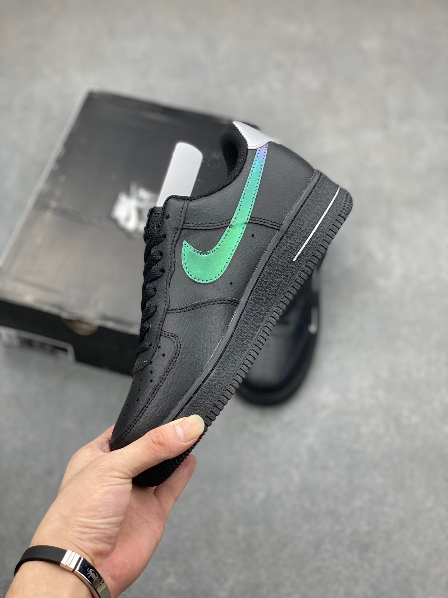 Nike Air Force 1 Low Black Iridescent Sneaker - Full-Length Air Cushion 4 i1718477453 8867 1
