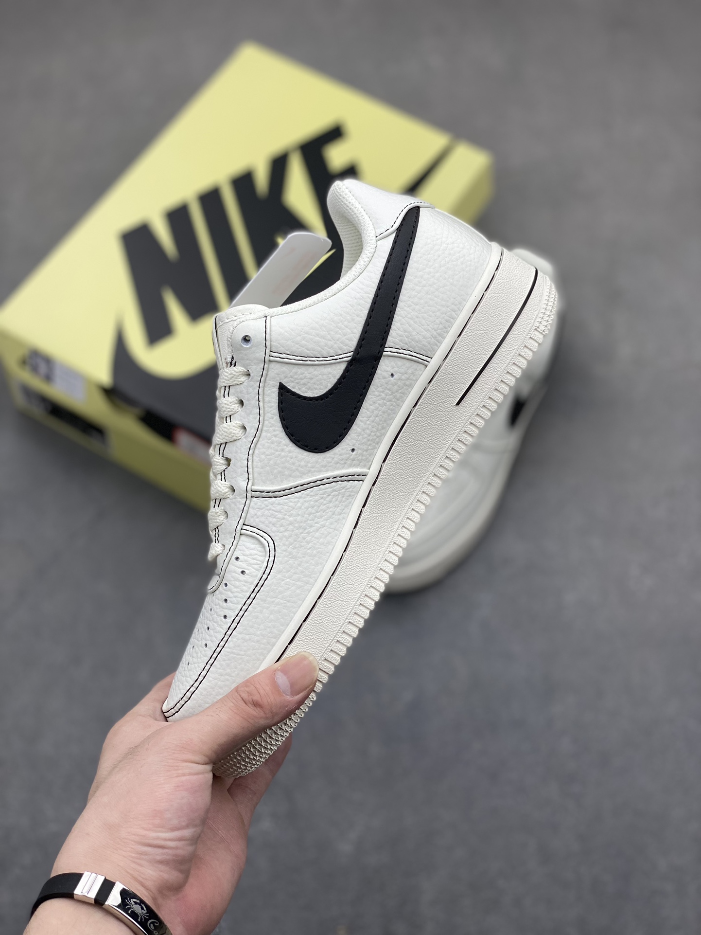 Nike X Vlone Air Force 1 '07 Low Sneakers - Cream/Black, Premium Leather 4 i1718652396 2645 8