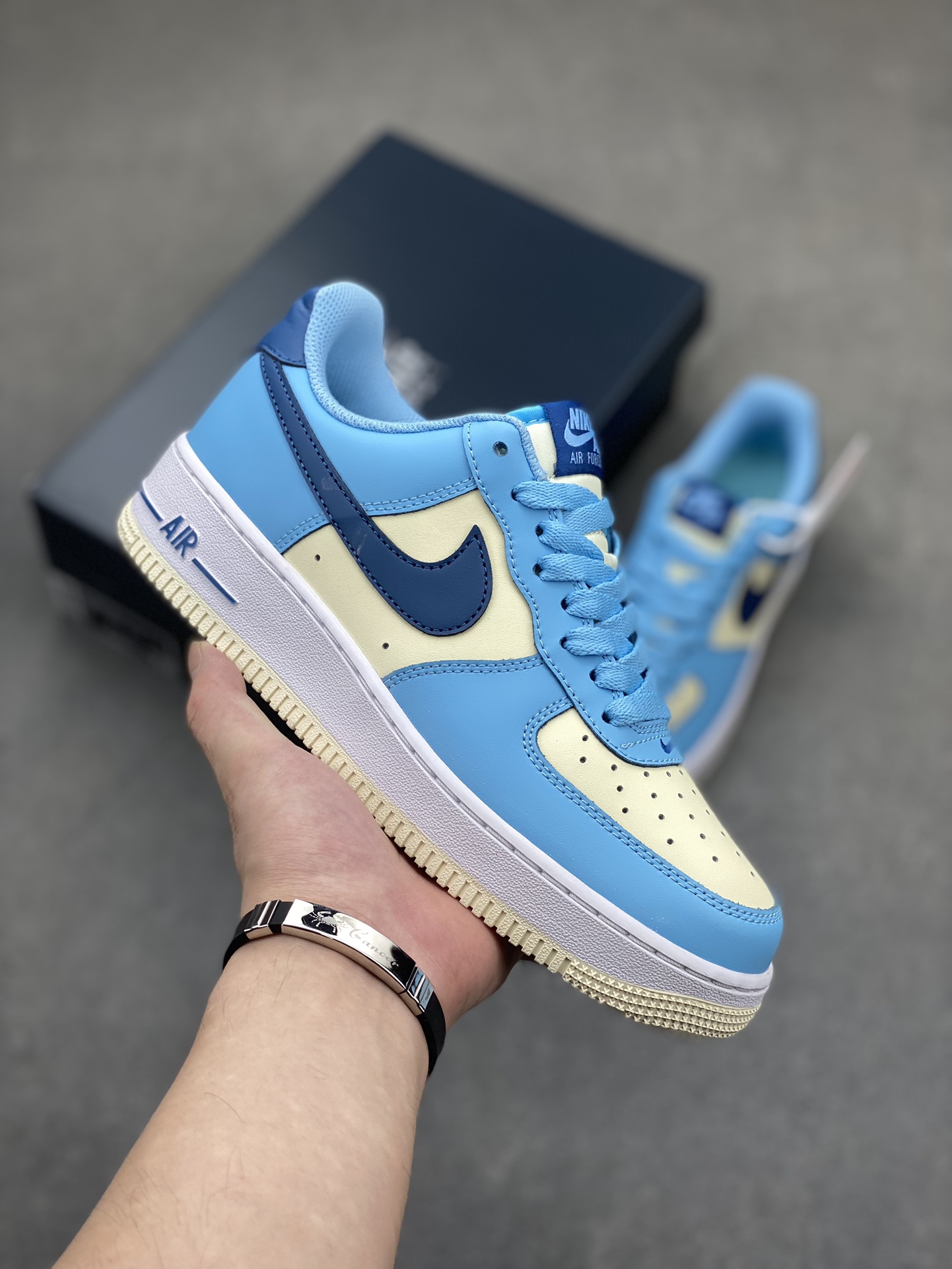 Nike Air Force 1 Low Light Blue/Yellow Athletic and Casual Shoes HF4837-407 2 i1718824528 7692 0