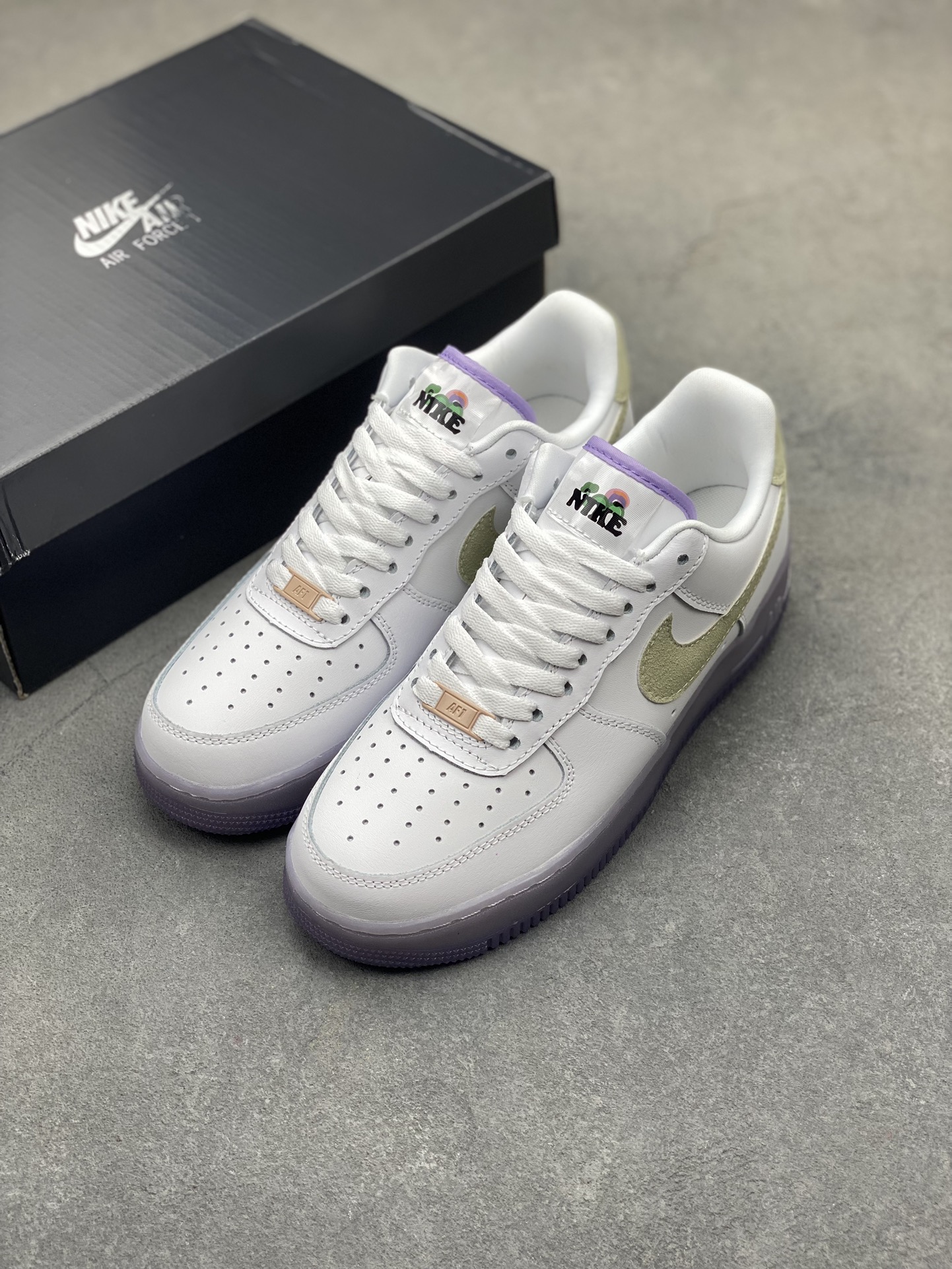 Nike Air Force 1 Low White/Olive/Purple - Comfortable, Stylish Sneakers 9 i1718824670 3396 0
