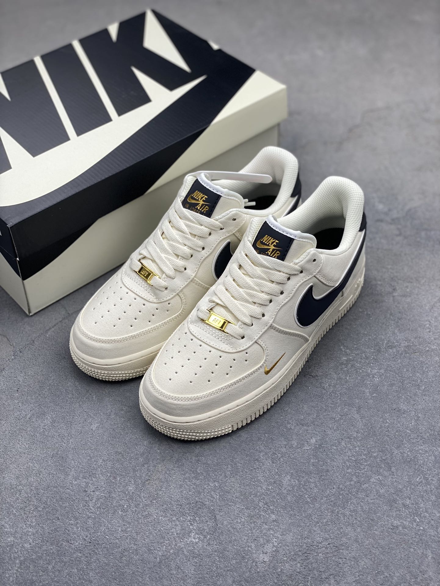Nike Air Force 1 '07 Low Casual Sneakers - Black/Gold Accents, Premium Comfort 9 i1718908973 4932 8