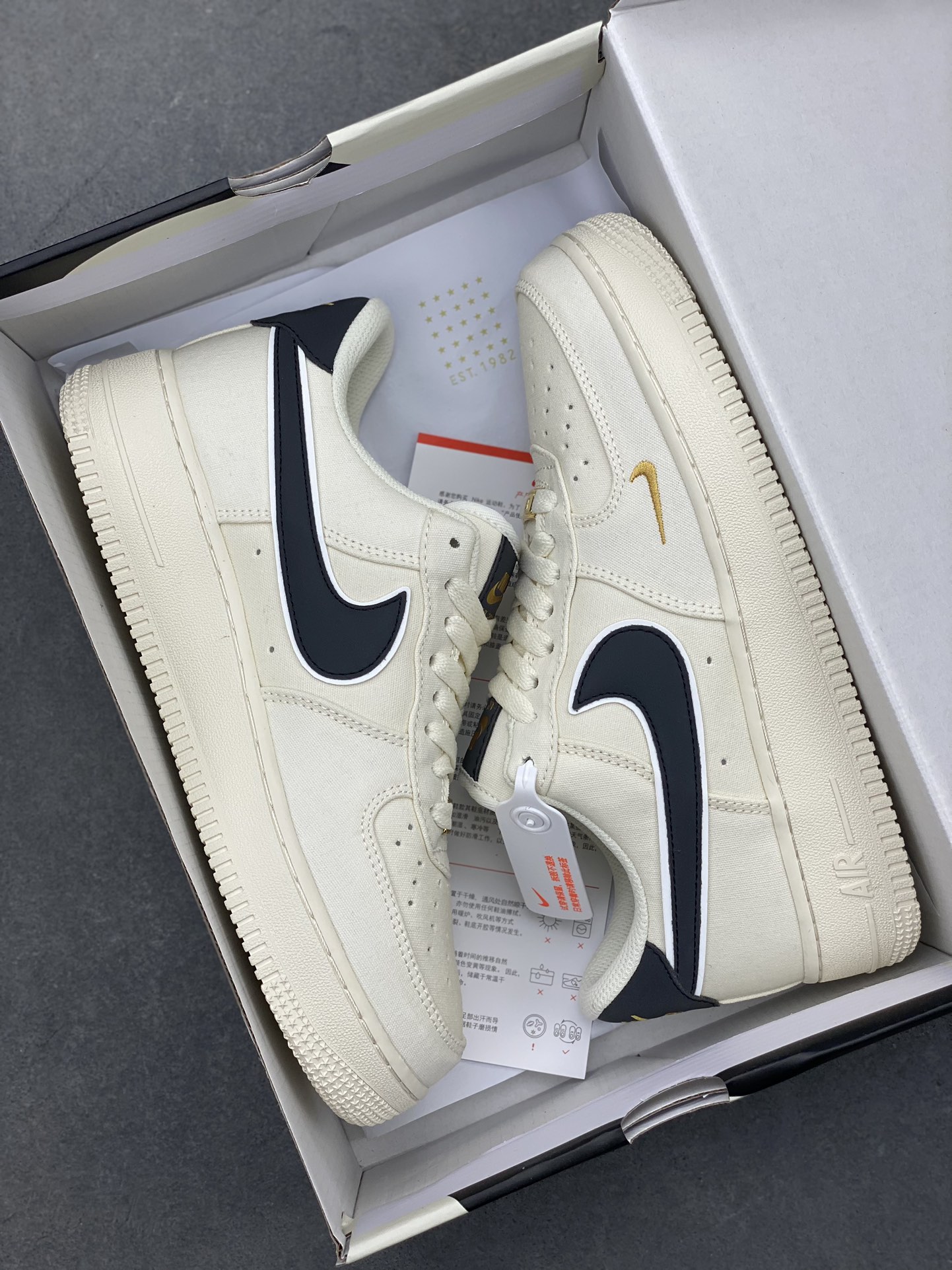 Nike Air Force 1 '07 Low Casual Sneakers - Black/Gold Accents, Premium Comfort 10 i1718908973 5386 5