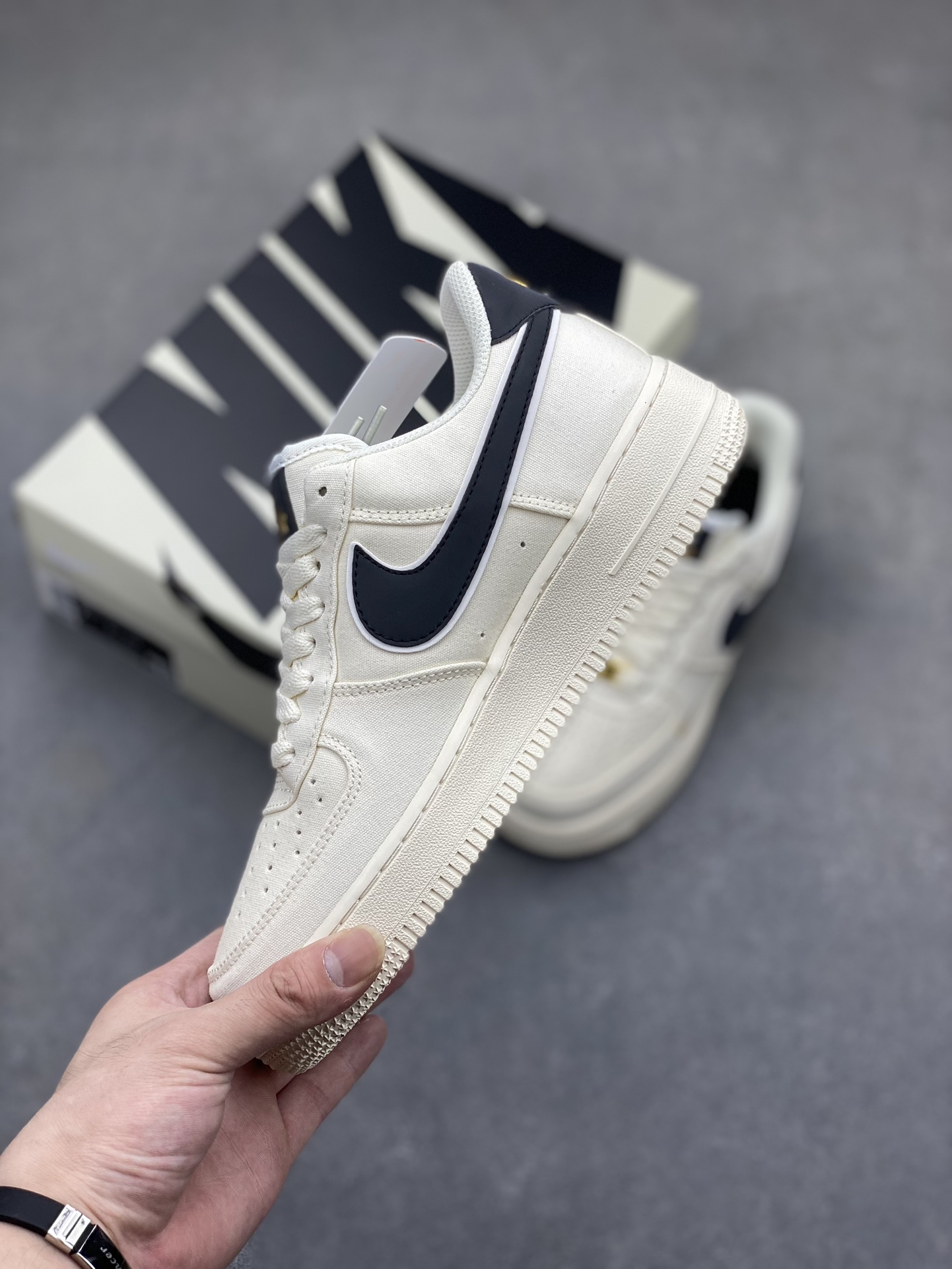 Nike Air Force 1 '07 Low Casual Sneakers - Black/Gold Accents, Premium Comfort 4 i1718908973 6200 6