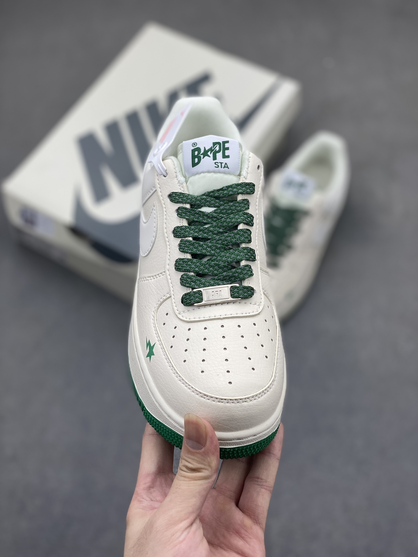 Nike Air Force 1 '07 Low BAPE Collab - Cream & Green Star Edition 3 i1719172456 8814 0