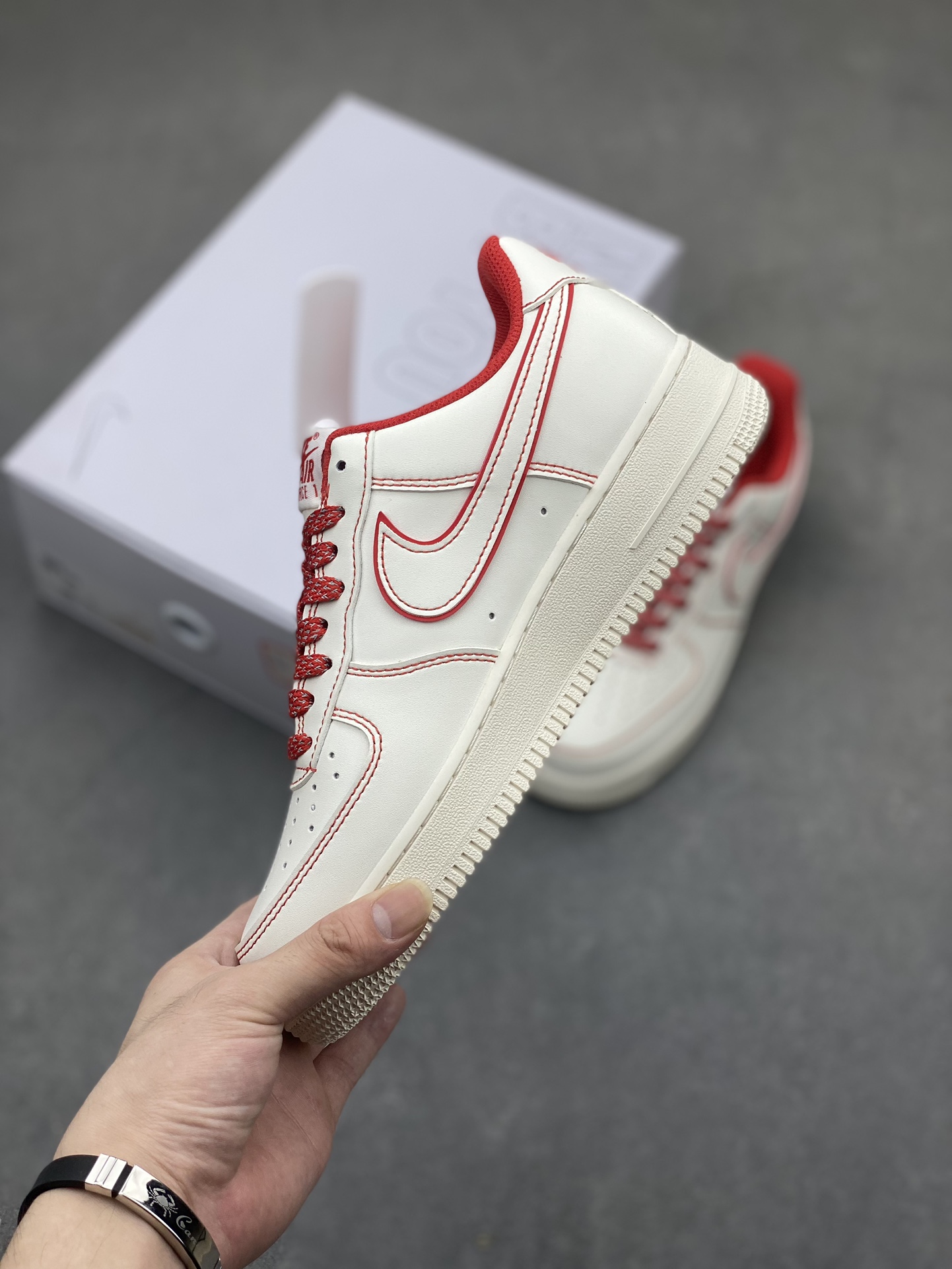 NK Air Force 1 '07 Low White/Red Custom Casual Sneakers CW2288-111 4 i1719172559 556 7