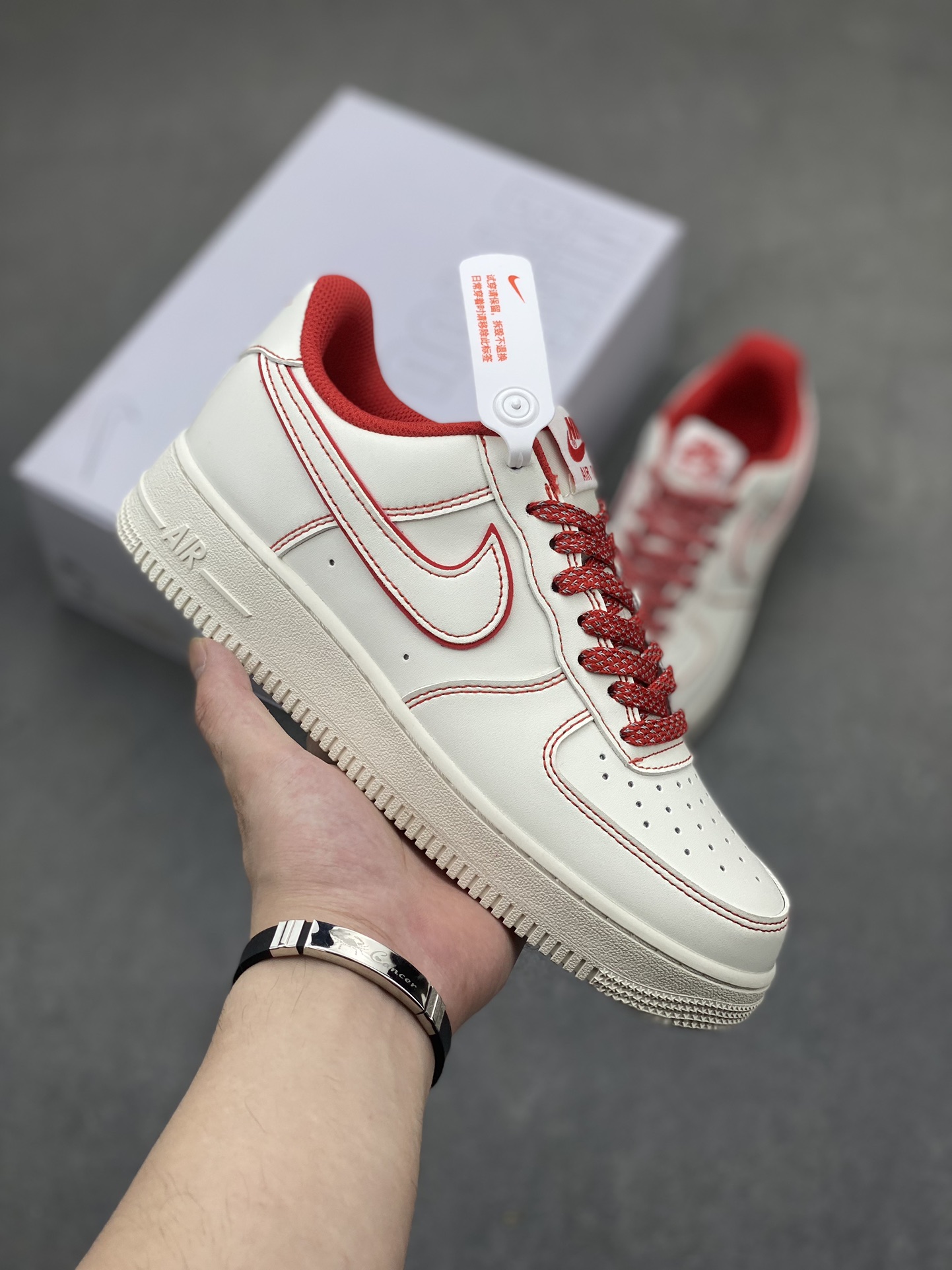 NK Air Force 1 '07 Low White/Red Custom Casual Sneakers CW2288-111