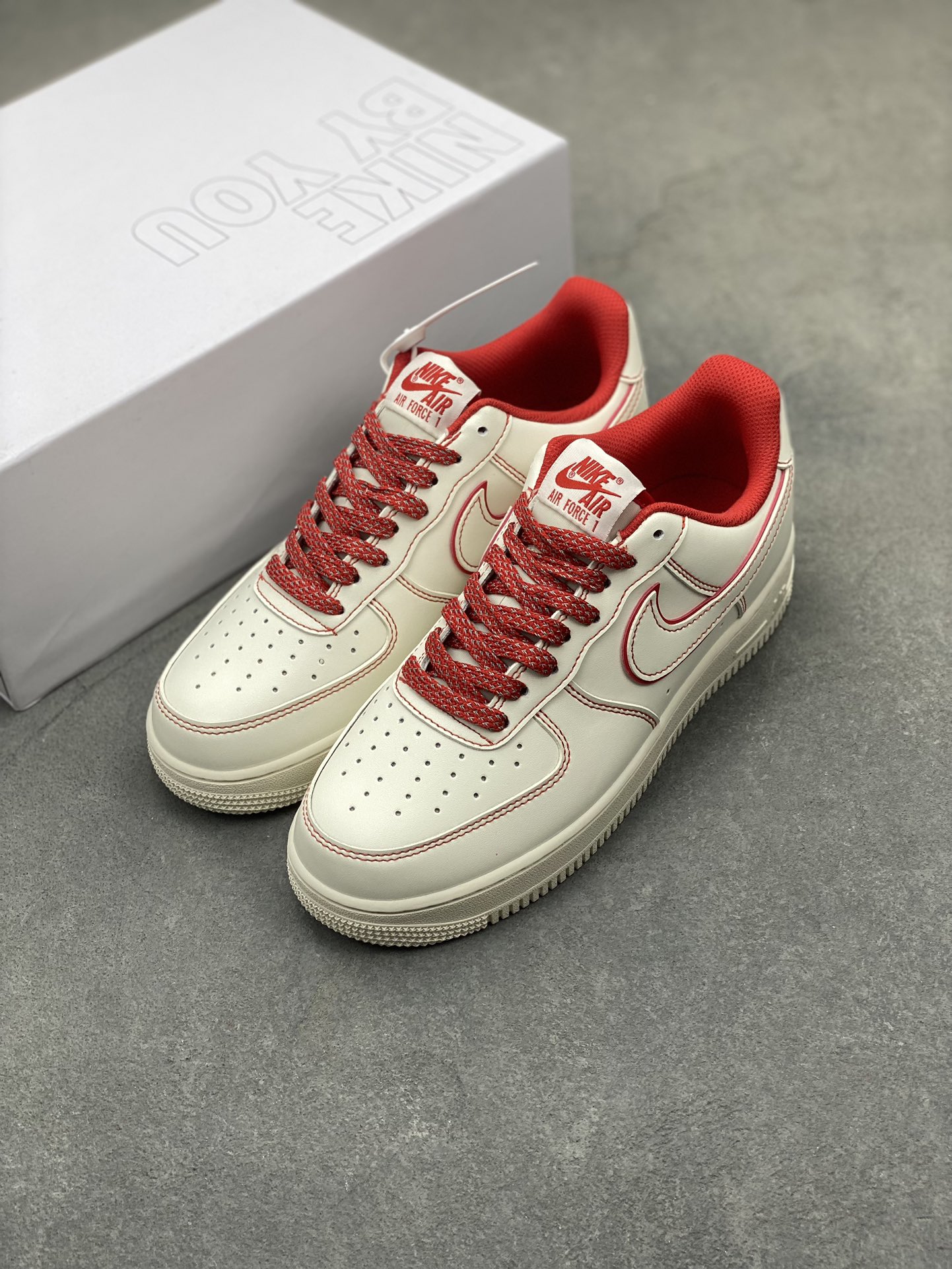 NK Air Force 1 '07 Low White/Red Custom Casual Sneakers CW2288-111 9 i1719172559 8883 3