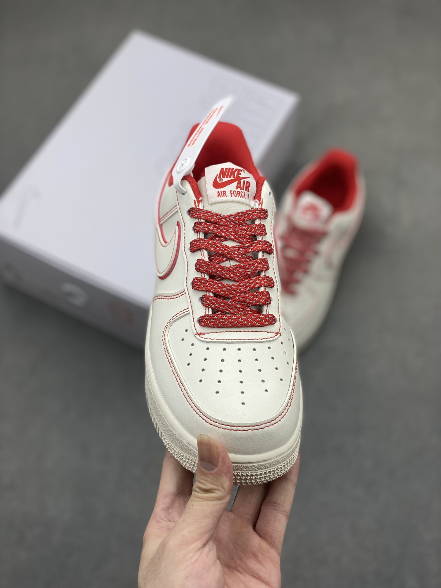 NK Air Force 1 '07 Low White/Red Custom Casual Sneakers CW2288-111 3 i1719172567 867 0