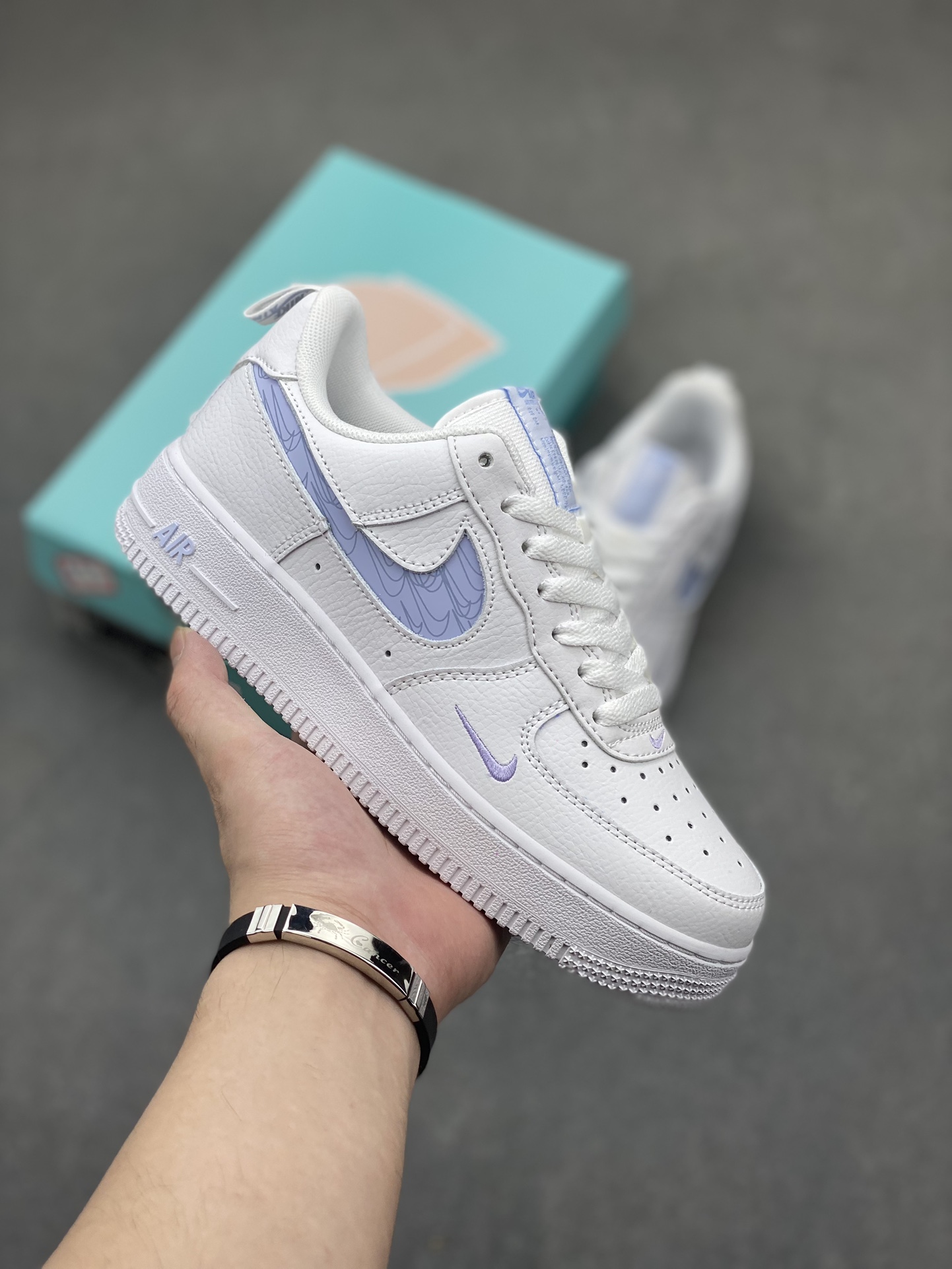 Nike Air Force 1 White Blue Reflective Hook Sneakers FB8971-800 2 i1719172613 2042 0