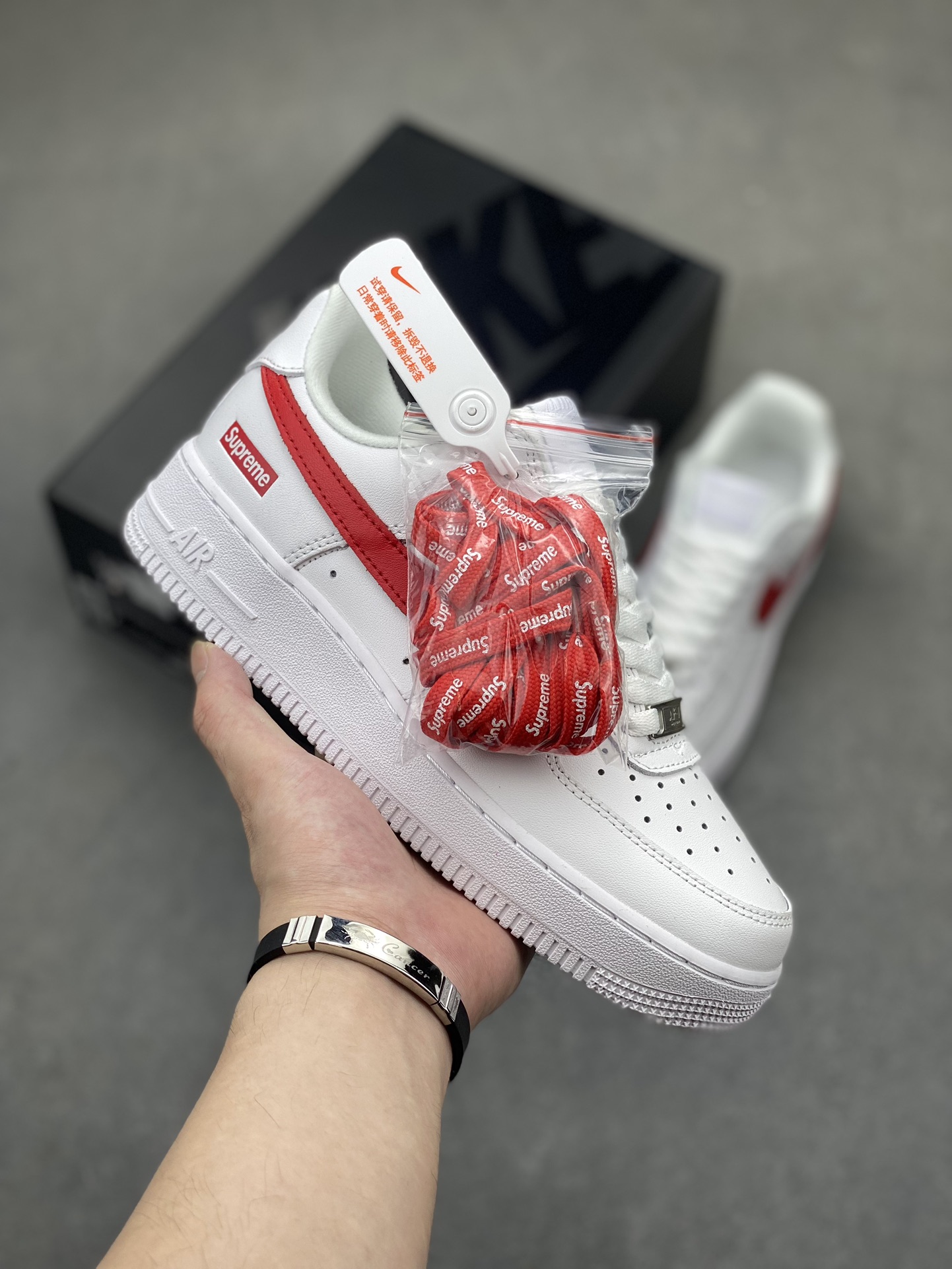Nike Air Force 1 '07 Low Supreme CU9225-101 White/Red Sneakers 2 i1719262311 341 7