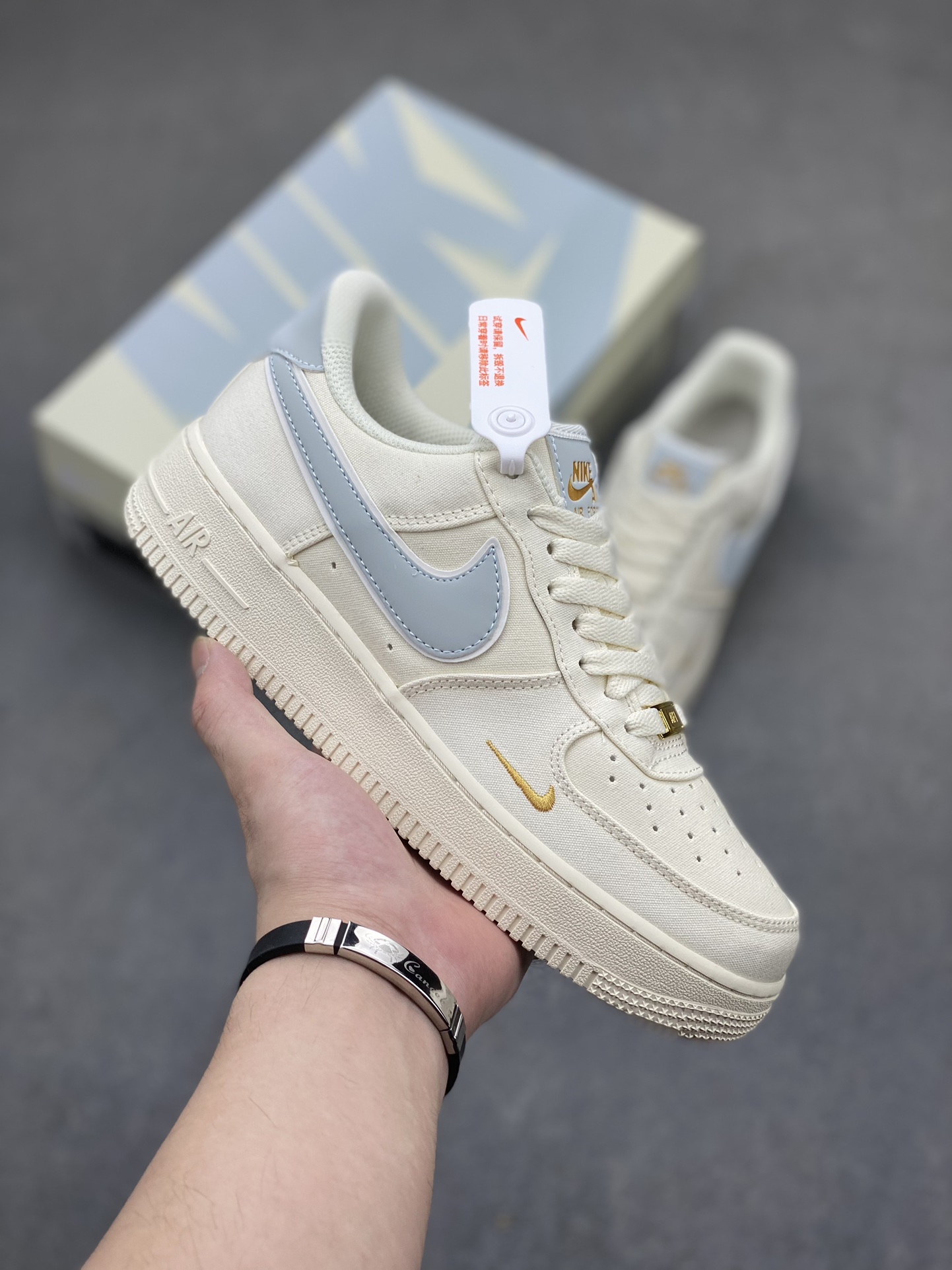 Nike Air Force 1 '07: Ice Blue Gold Accents, Low-Top Casual Sneakers 2 i1719351700 2802 1