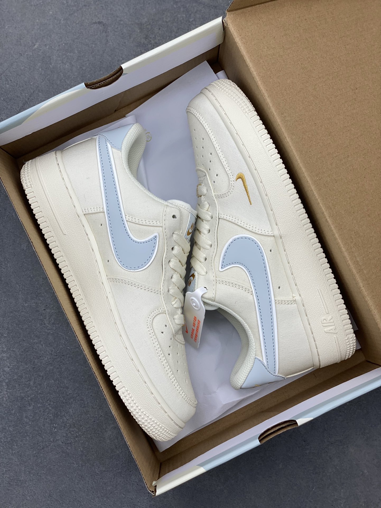 Nike Air Force 1 '07: Ice Blue Gold Accents, Low-Top Casual Sneakers 10 i1719351700 6017 0