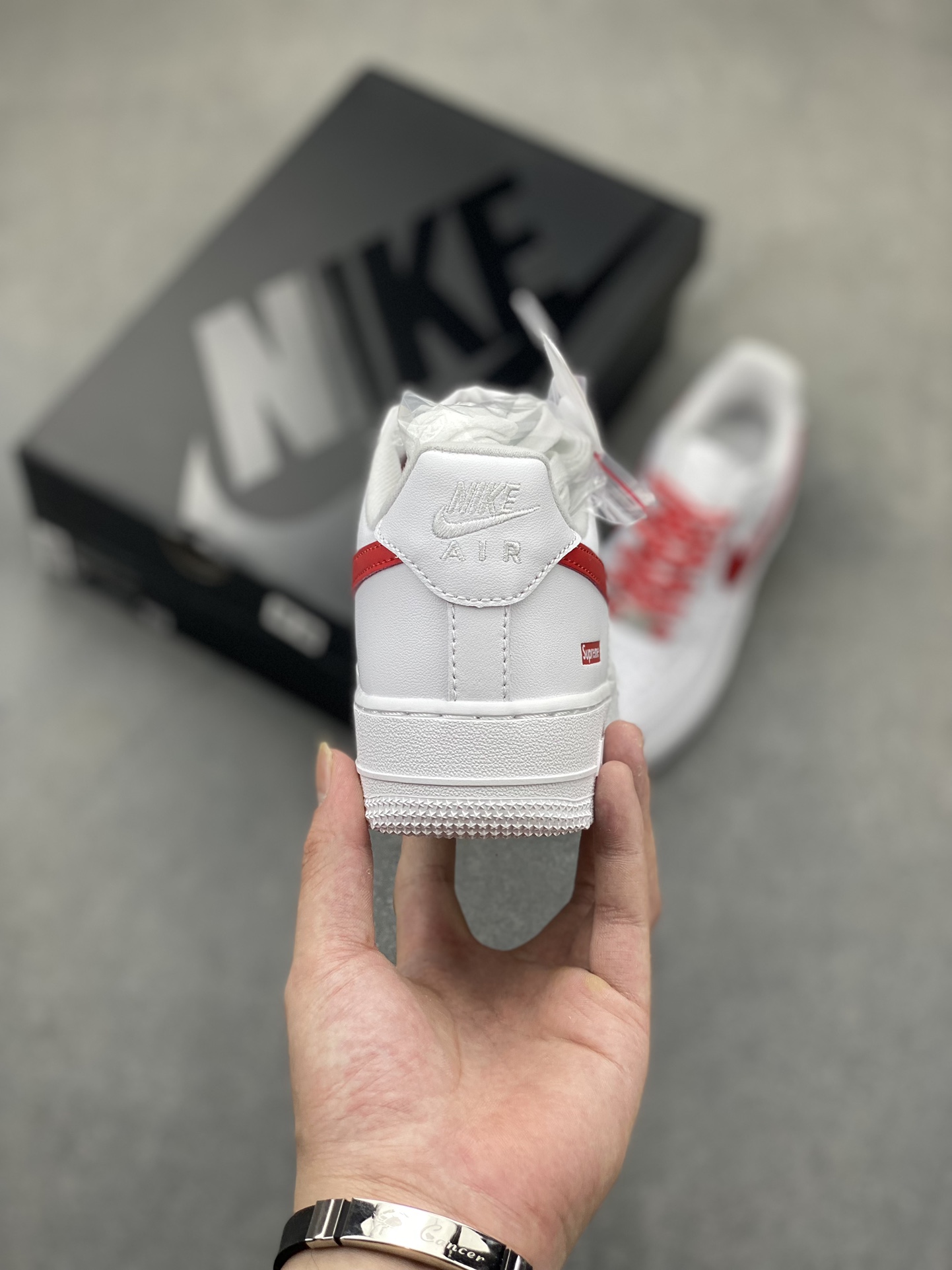 Nike Air Force 1 Low Supreme White Red CU9225-101, Premium Leather Sneakers 5 i1719512667 1495 6