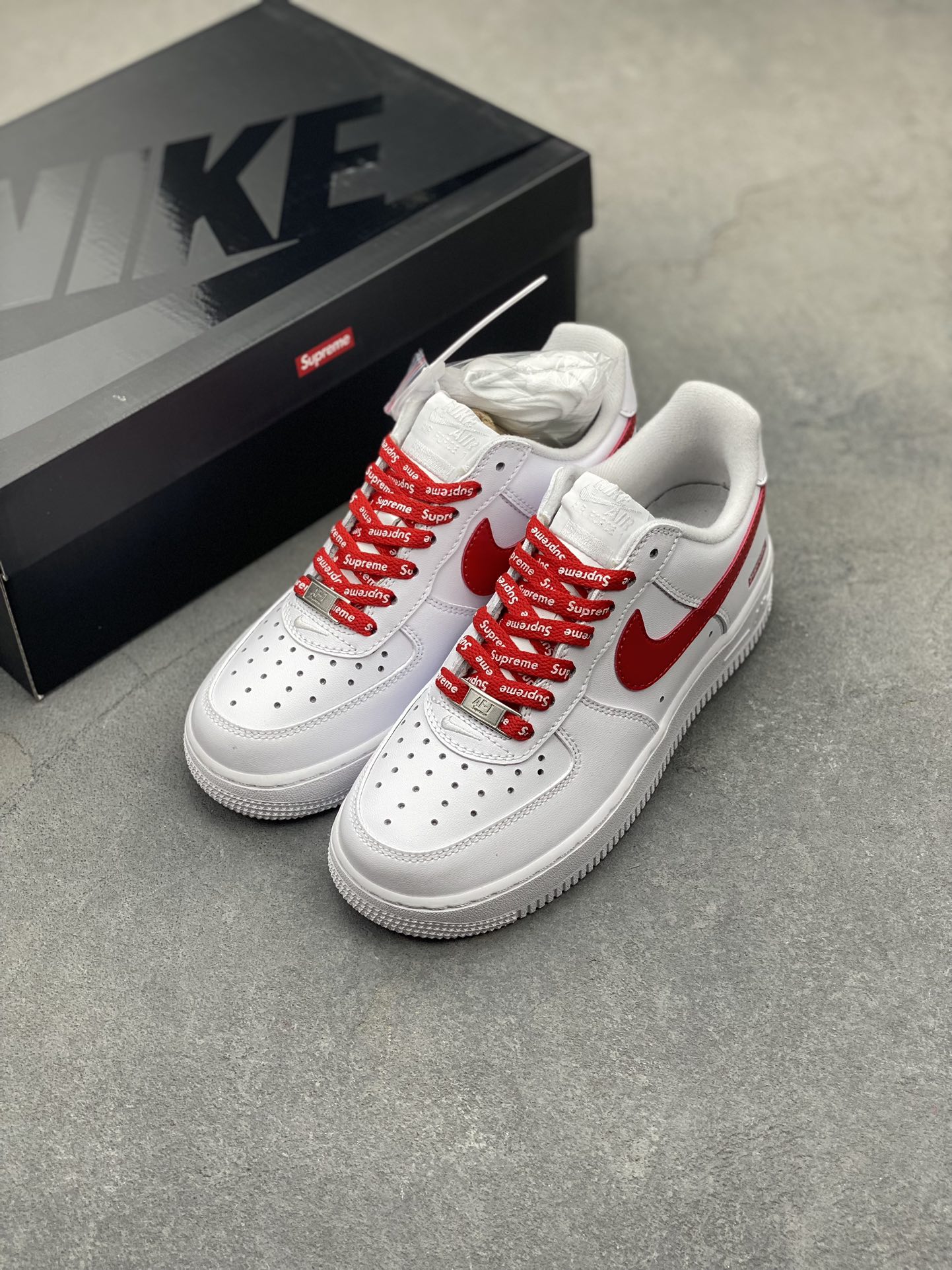 Nike Air Force 1 Low Supreme White Red CU9225-101, Premium Leather Sneakers 9 i1719512667 4310 7