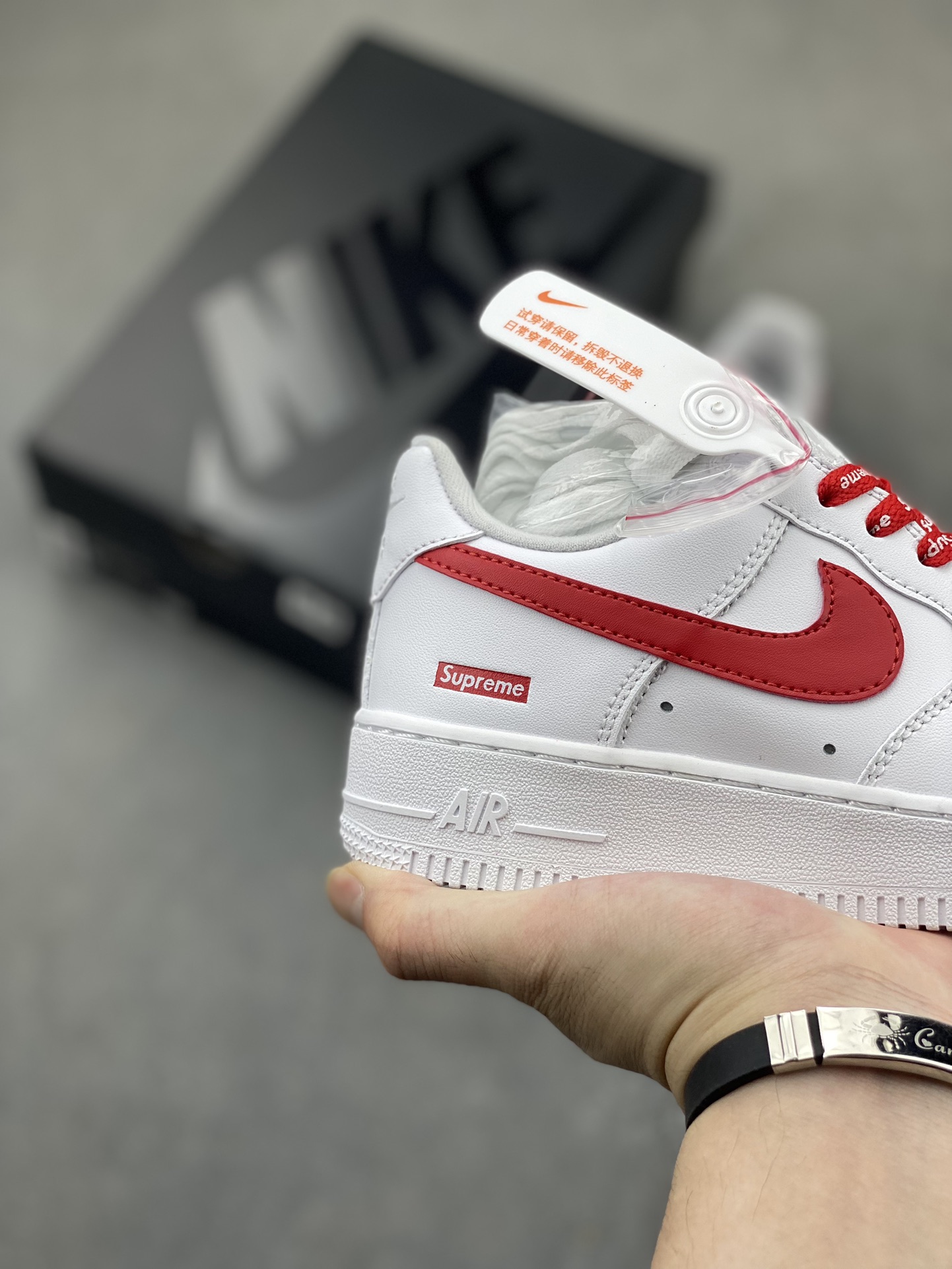 Nike Air Force 1 Low Supreme White Red CU9225-101, Premium Leather Sneakers 6 i1719512667 5129 3