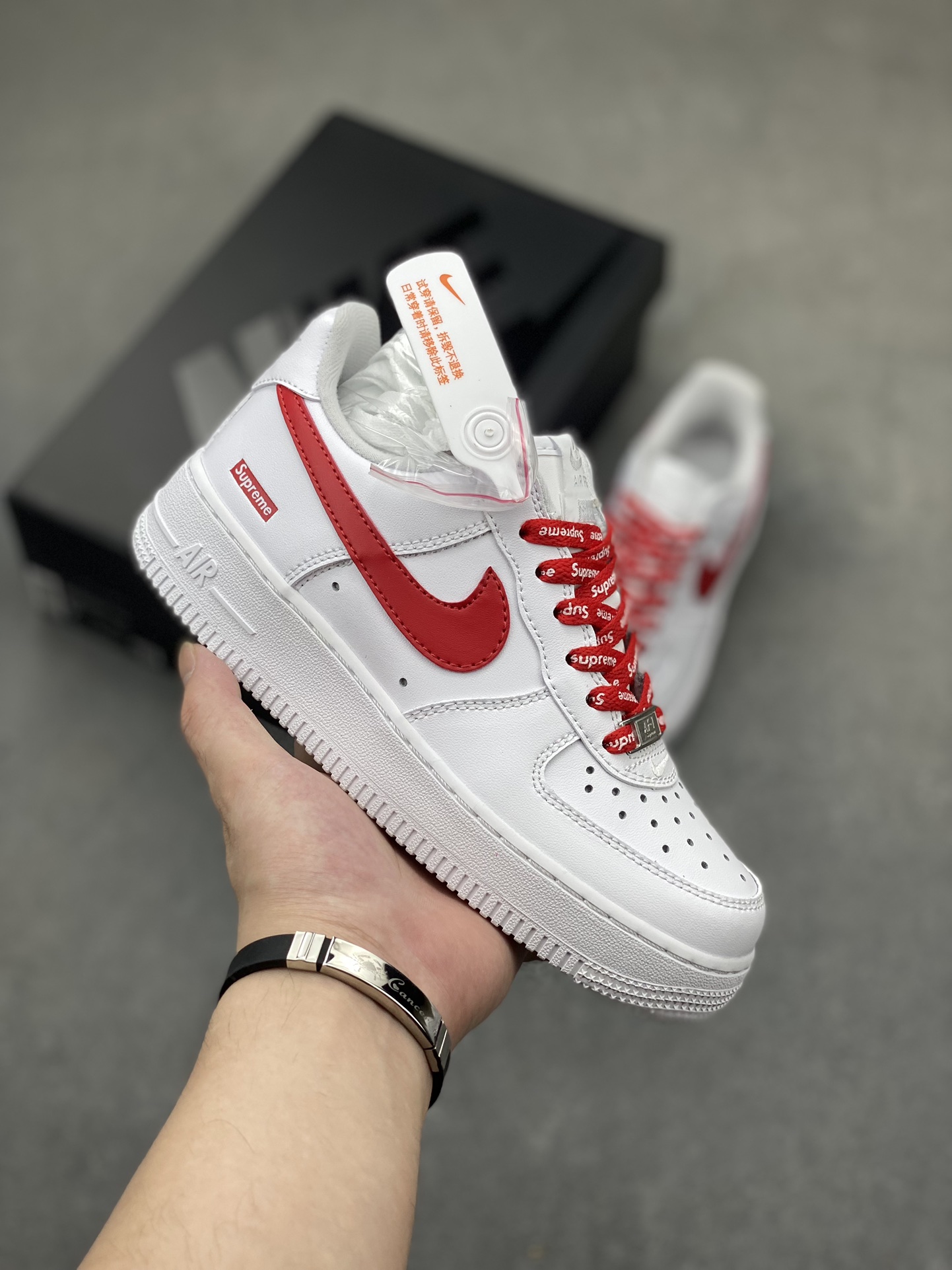 Nike Air Force 1 Low Supreme White Red CU9225-101, Premium Leather Sneakers 2 i1719512667 7198 2