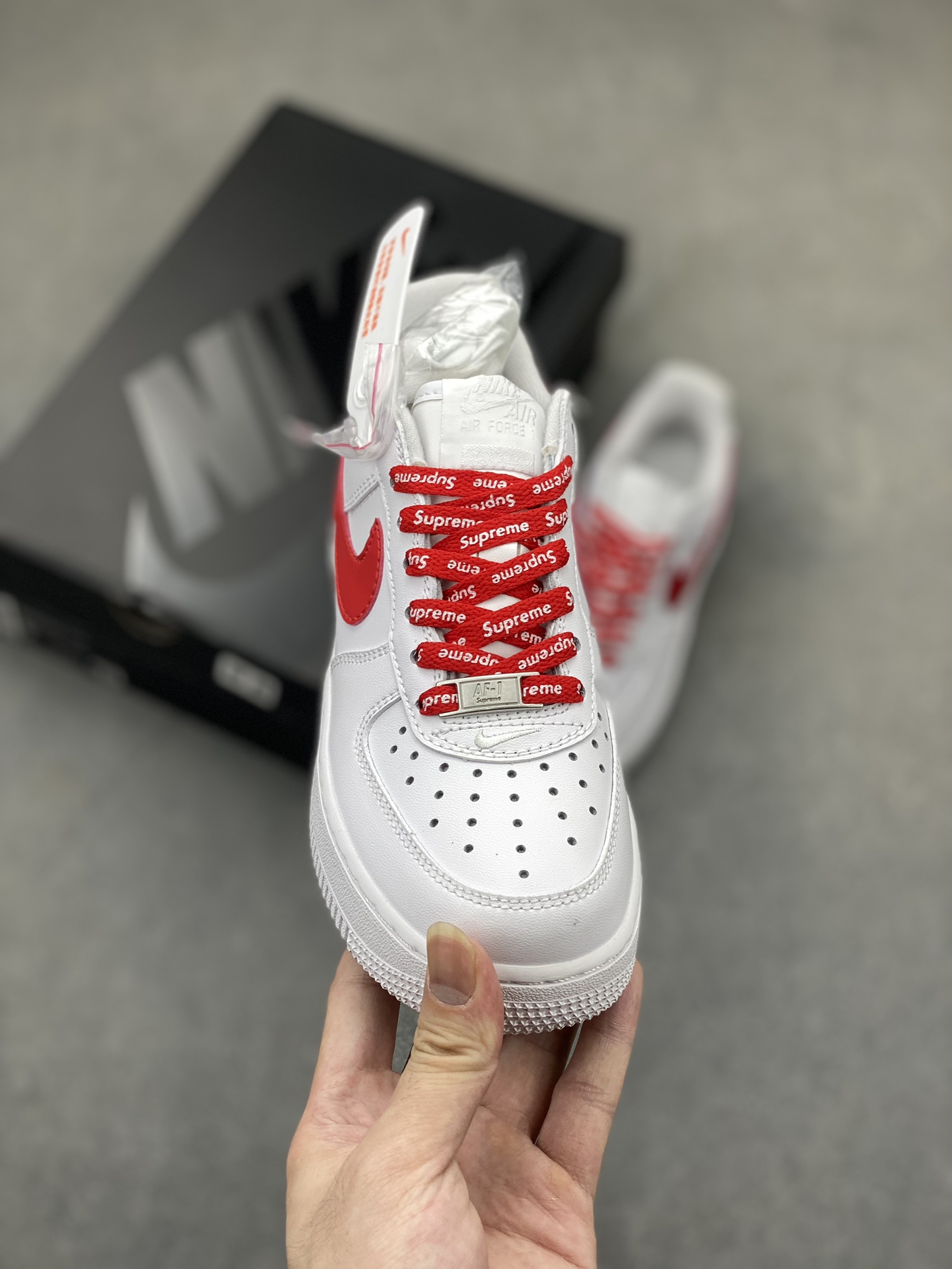 Nike Air Force 1 Low Supreme White Red CU9225-101, Premium Leather Sneakers 3 i1719512667 8119 5