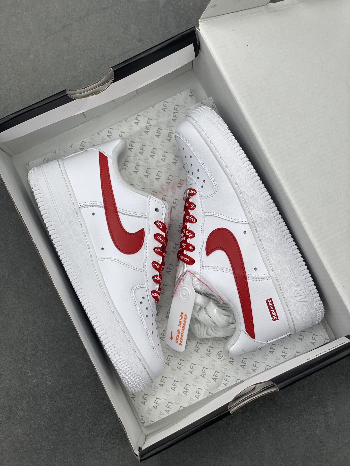 Nike Air Force 1 Low Supreme White Red CU9225-101, Premium Leather Sneakers 10 i1719512667 8602 8