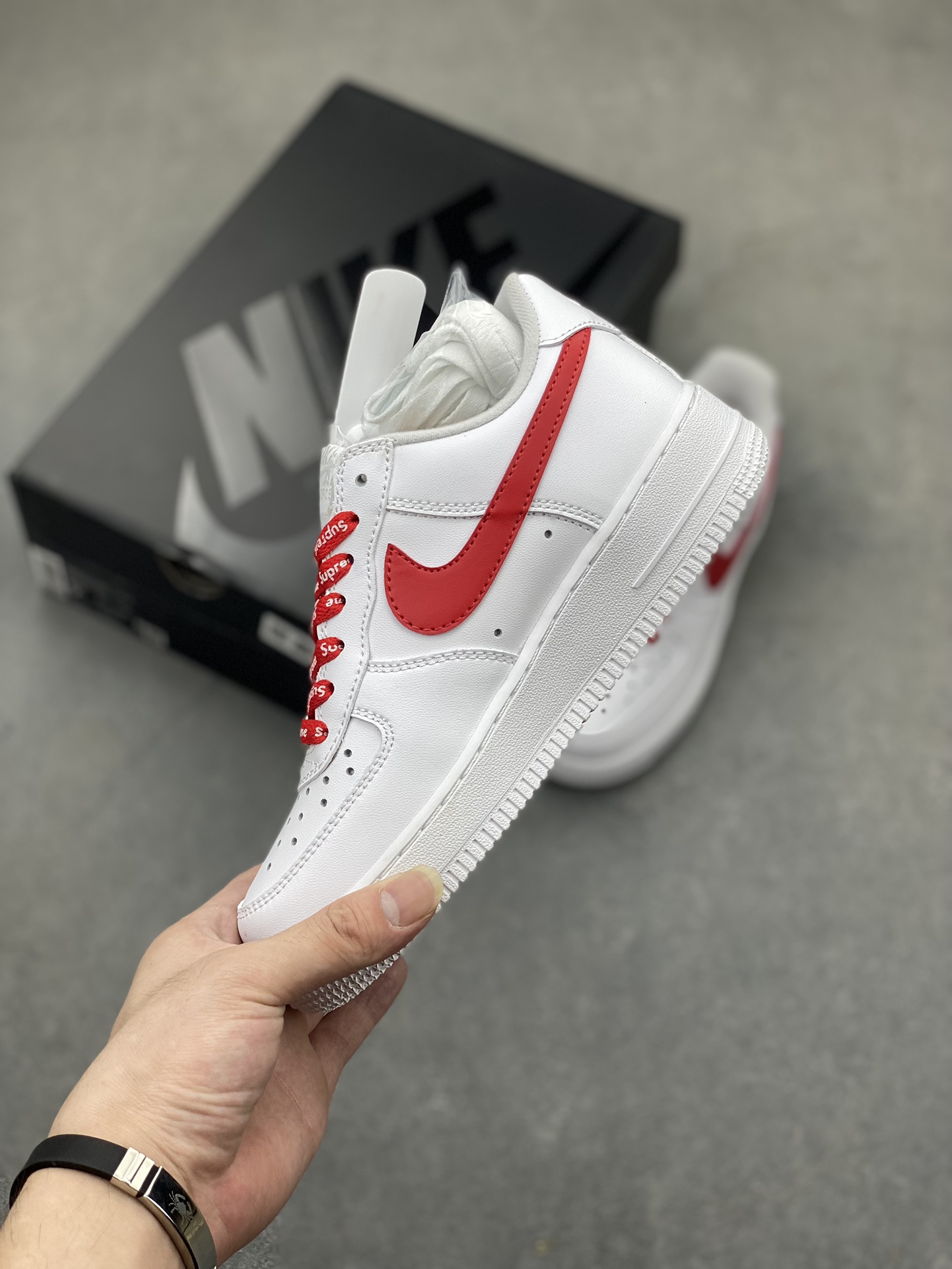Nike Air Force 1 Low Supreme White Red CU9225-101, Premium Leather Sneakers 4 i1719512667 923 1