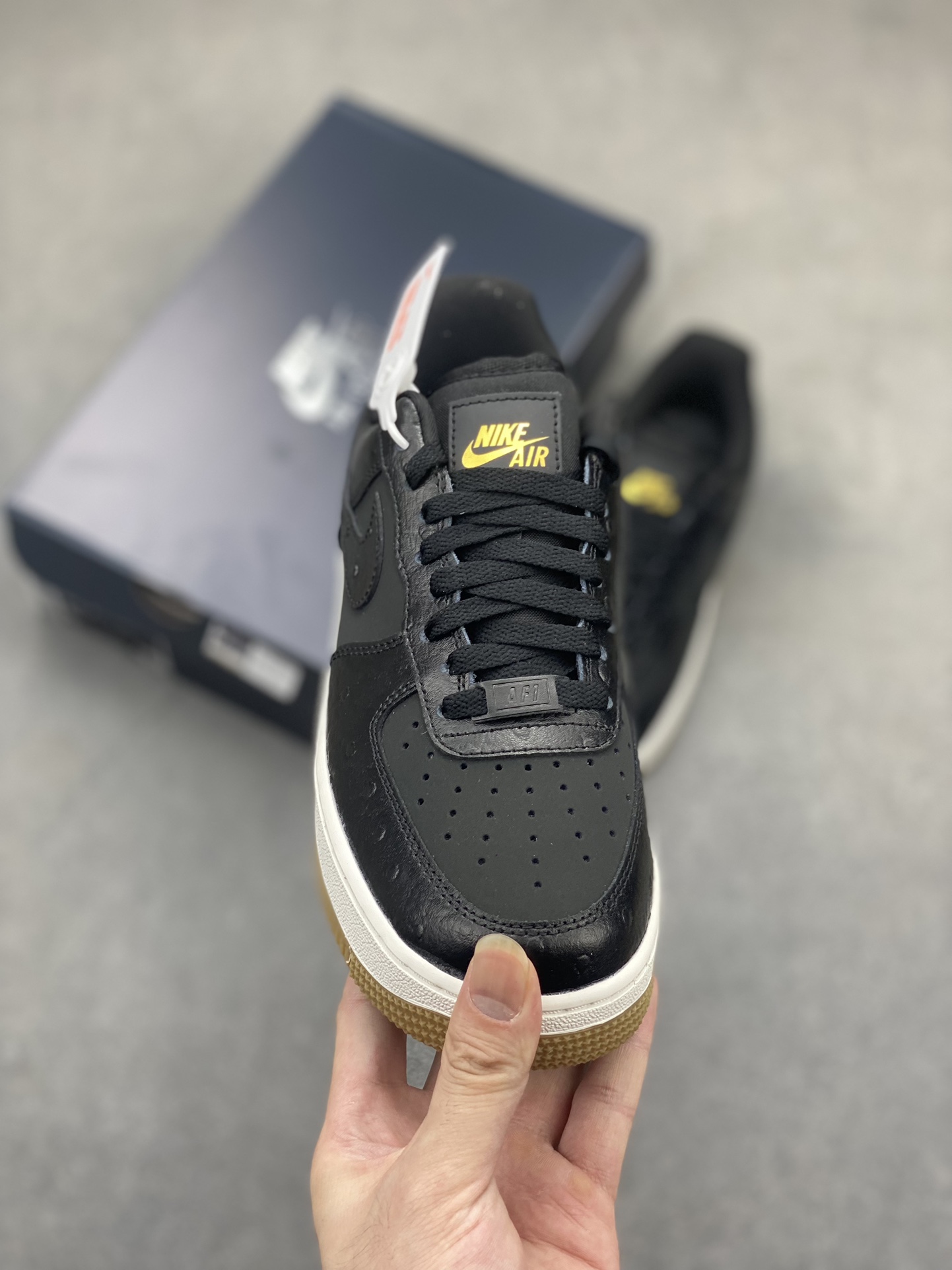 Nike Air Force 1 Low Black Ostrich Skin Leather Sneakers DZ2708-002 3 i1719774474 4081 4