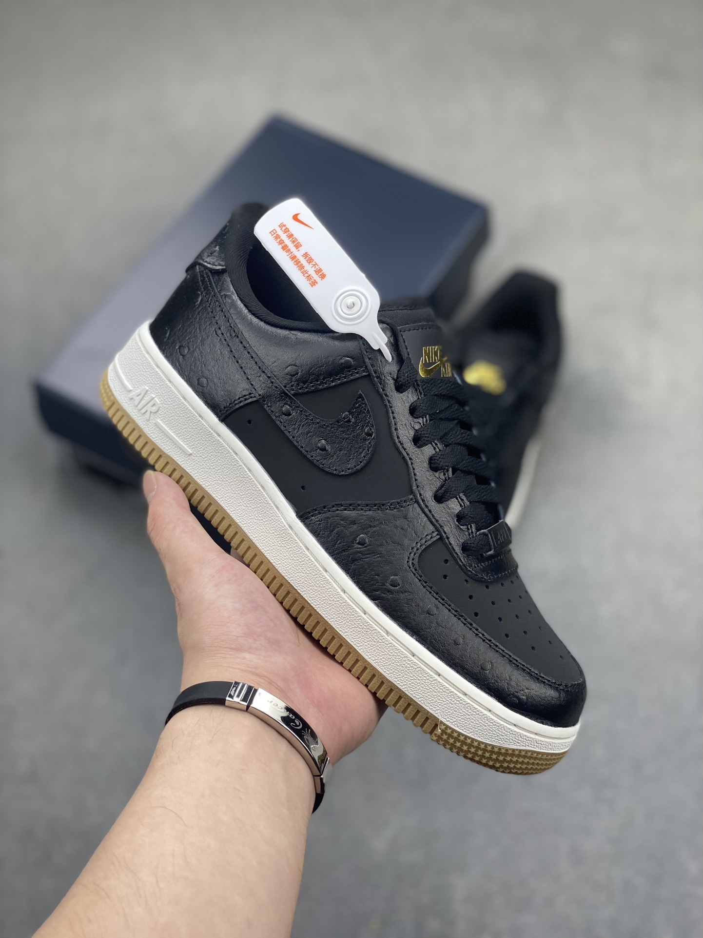 Nike Air Force 1 Low Black Ostrich Skin Leather Sneakers DZ2708-002 2 i1719774474 4673 0