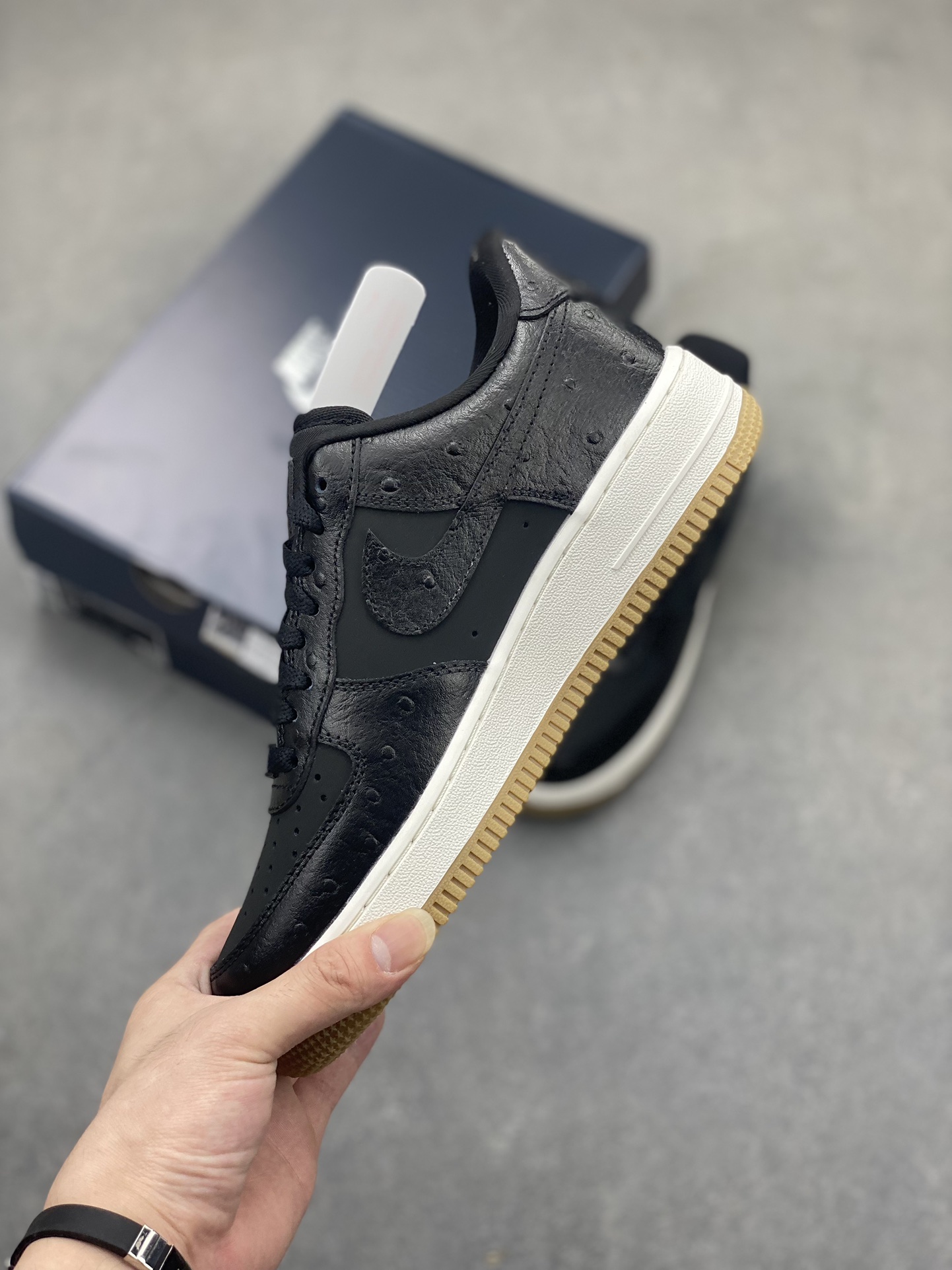 Nike Air Force 1 Low Black Ostrich Skin Leather Sneakers DZ2708-002 4 i1719774474 6355 5