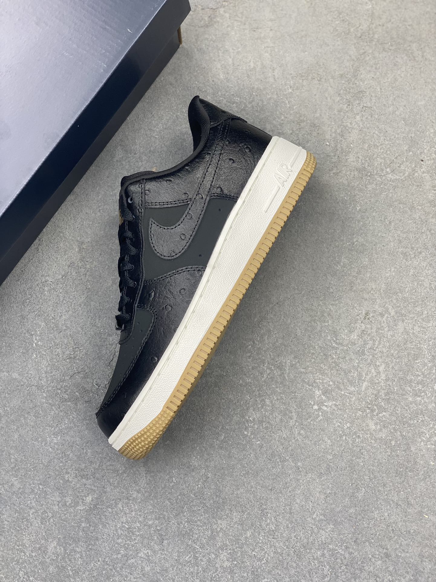 Nike Air Force 1 Low Black Ostrich Skin Leather Sneakers DZ2708-002 8 i1719774474 9561 1