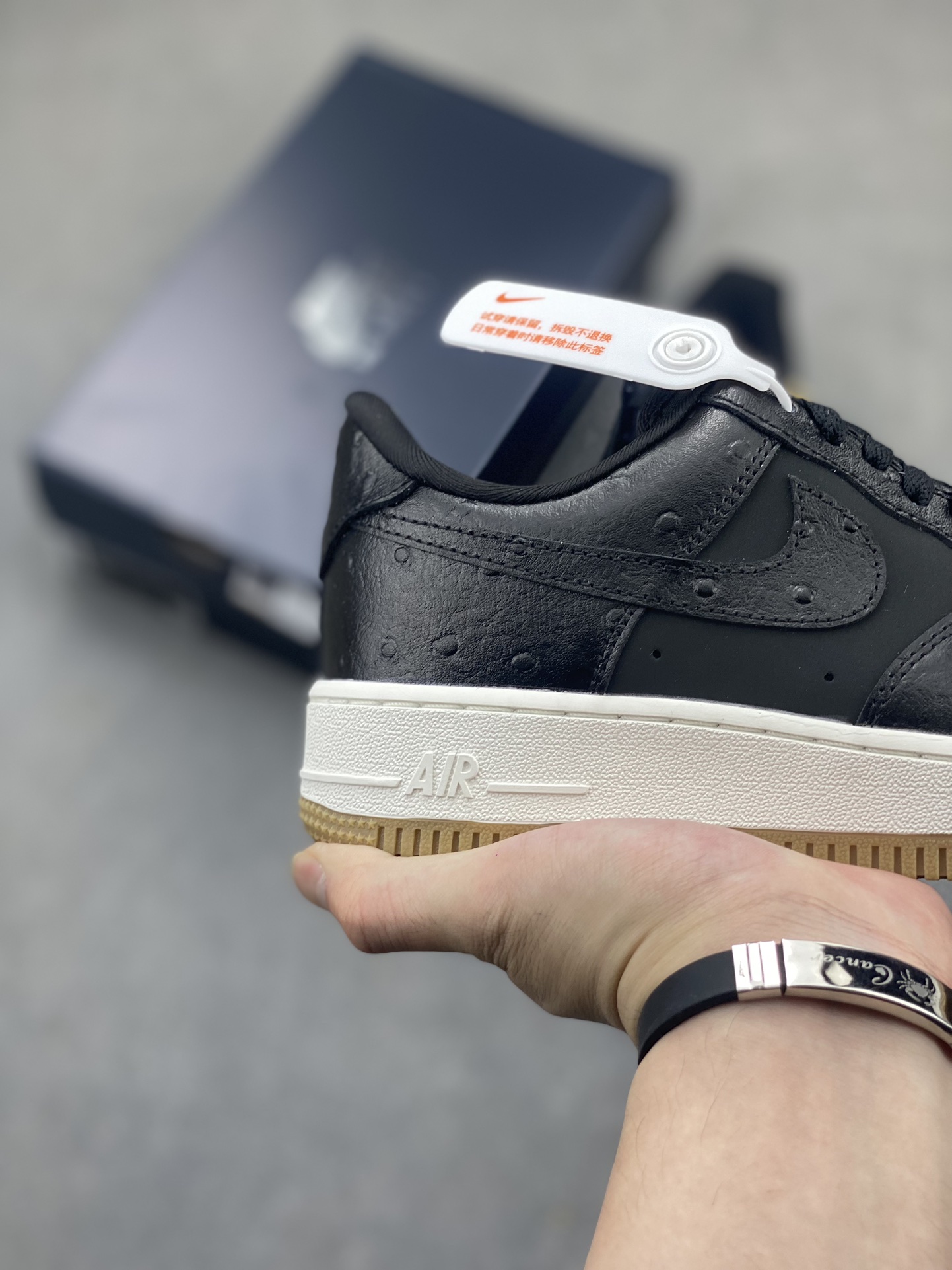 Nike Air Force 1 Low Black Ostrich Skin Leather Sneakers DZ2708-002 6 i1719774475 2743 7