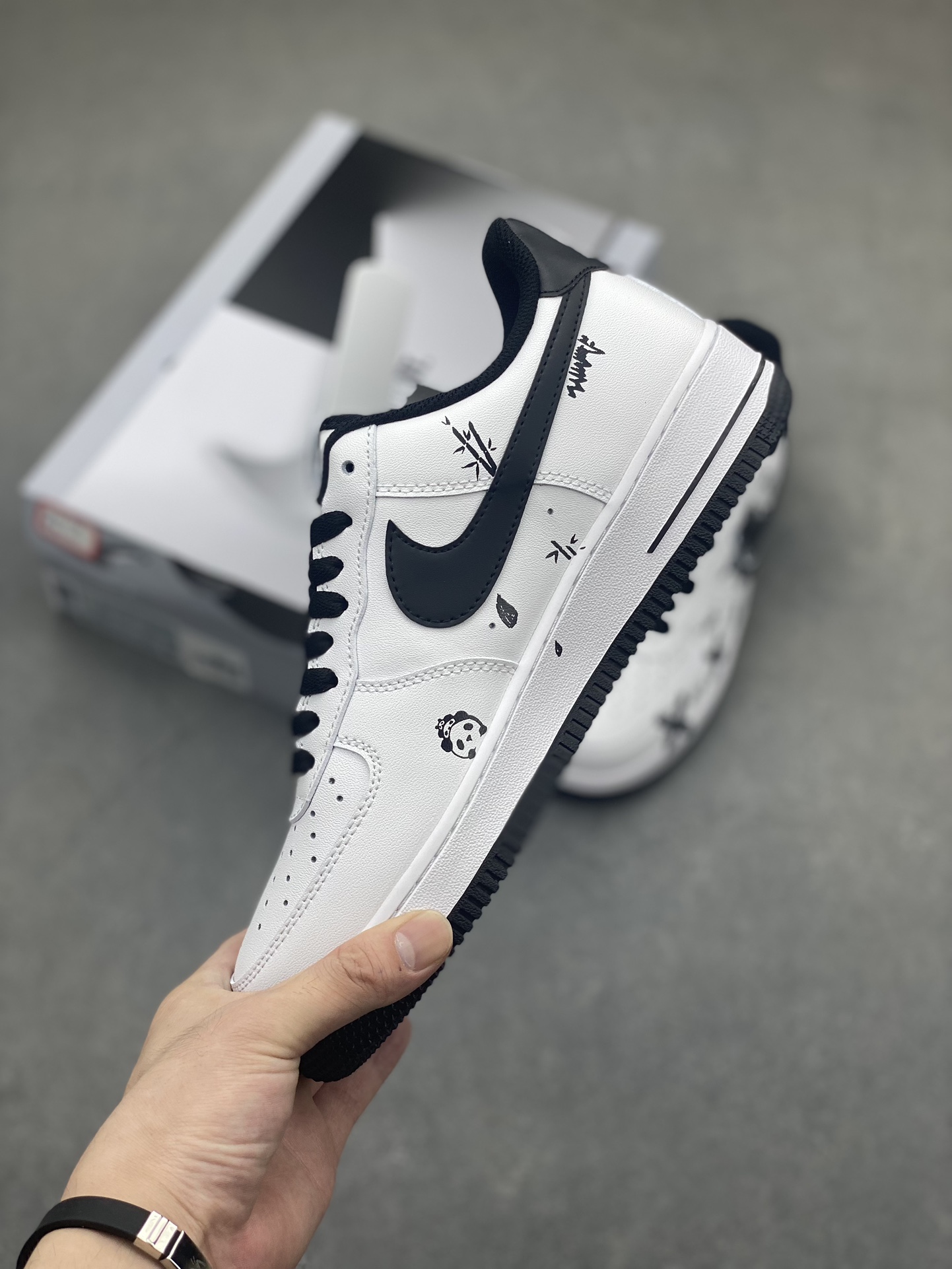 Nike Air Force 1 '07 Custom Panda Graffiti Sneakers - Black & White 4 i1720644842 648 1