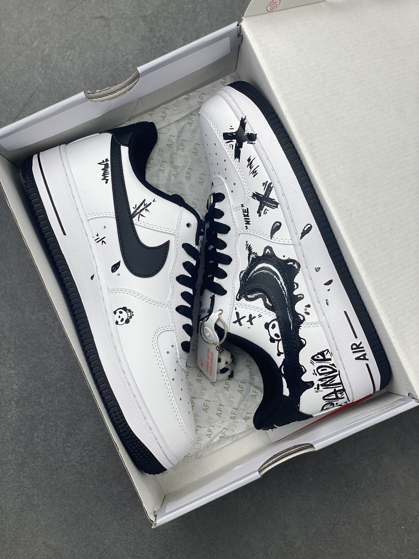 Nike Air Force 1 '07 Custom Panda Graffiti Sneakers - Black & White 10 i1720644842 8573 2
