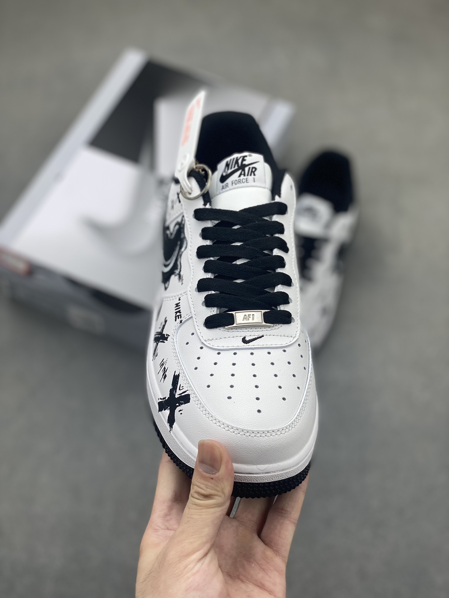 Nike Air Force 1 '07 Custom Panda Graffiti Sneakers - Black & White 3 i1720644843 9196 7