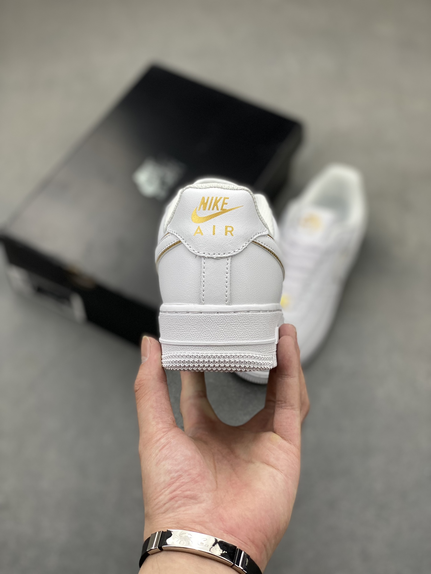 Nike Air Force 1 Low White/Gold Stitching Premium Leather Sneakers 5 i1720811949 6217 3
