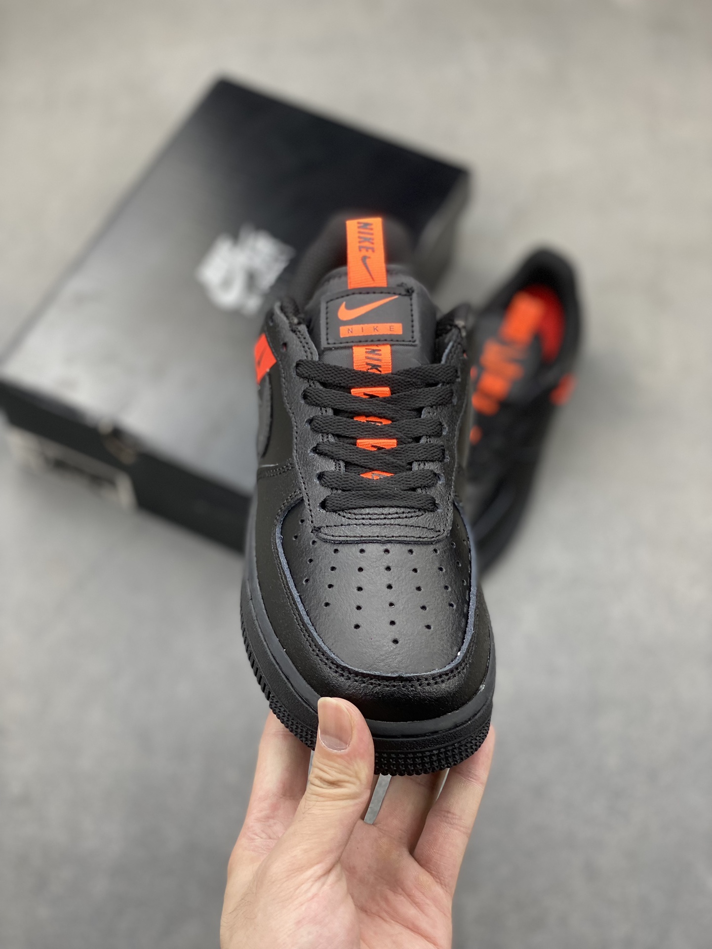 Nike Air Force 1 Low Black/Orange Accent, Premium Leather, All Sizes Available 3 i1720812110 215 5