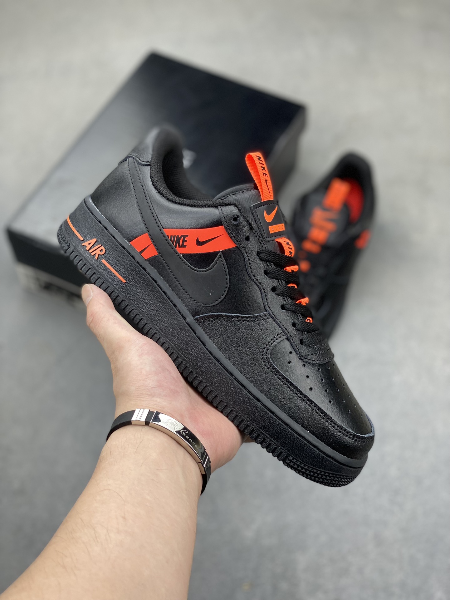 Nike Air Force 1 Low Black/Orange Accent, Premium Leather, All Sizes Available 2 i1720812110 7583 2