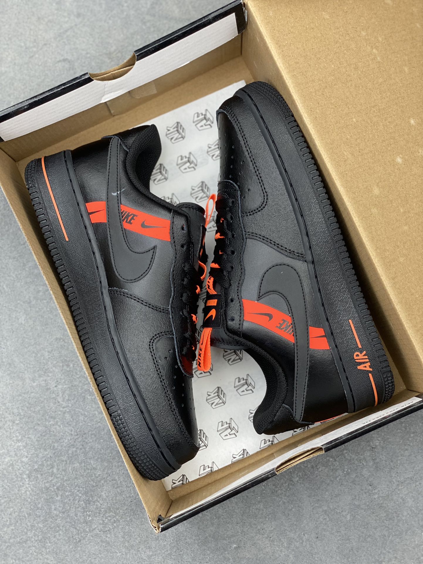 Nike Air Force 1 Low Black/Orange Accent, Premium Leather, All Sizes Available 10 i1720812110 8648 8