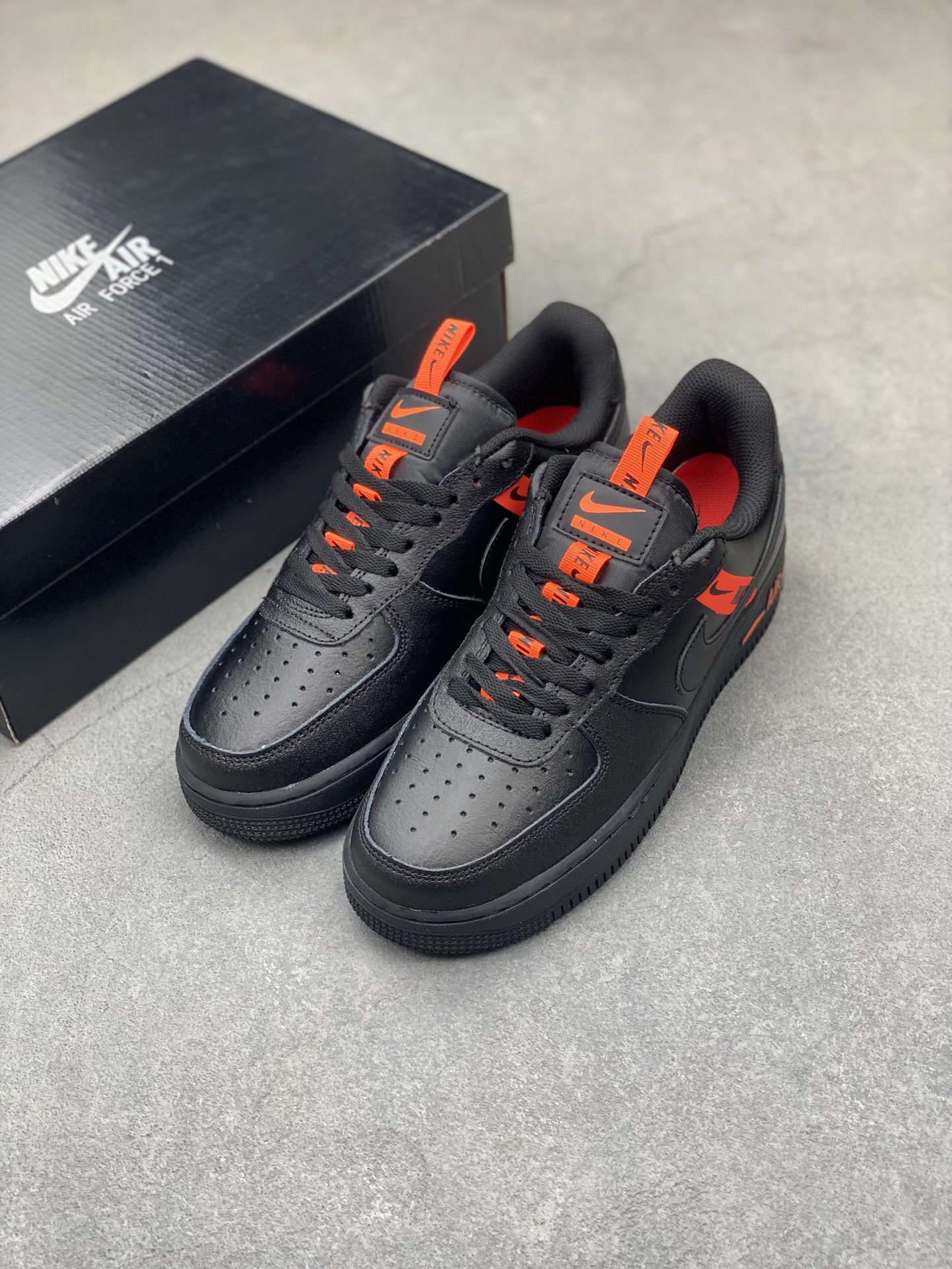 Nike Air Force 1 Low Black/Orange Accent, Premium Leather, All Sizes Available 9 i1720812110 8798 7