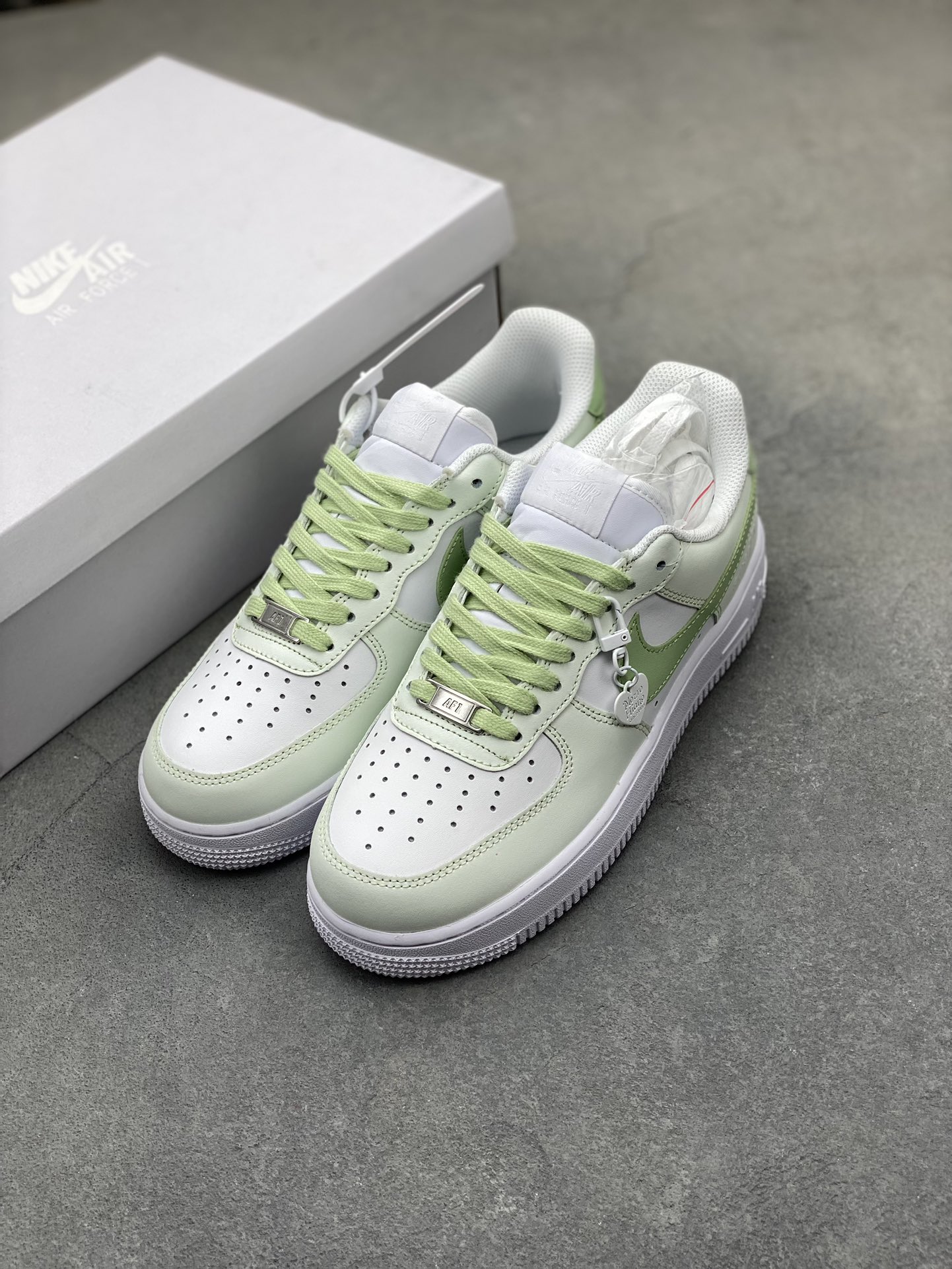 Nike Air Force 1 Low '07 'Sweet Heart' Custom Sneakers - Green Apple 9 i1720890777 421 4